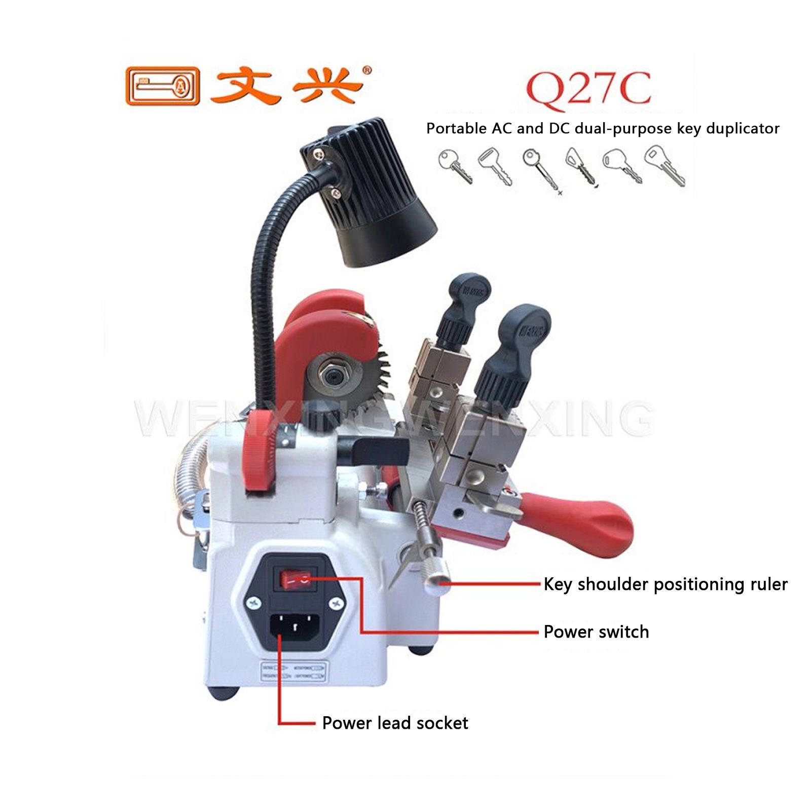 WENXING Q27C (sans onduleur) Portable AC & DC Double-purpose Single-head Manual Key Cutter Machine
