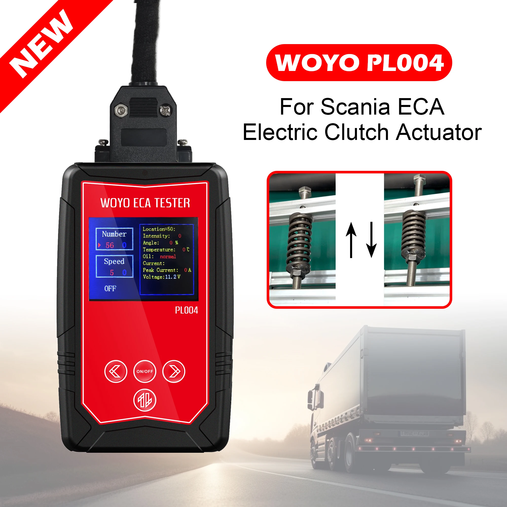 Testeur ECA WOYO PL004 – Outil de diagnostic pour actionneur d'embrayage électrique de camion Scania, test sur banc