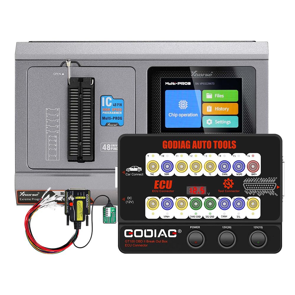 Xhorse Multi-PROG Multi Prog ECU TCU Programmateur avec GODIAG GT100 et ECU GPT Boot AD ECU Connector pour ECU Lecture Écriture
