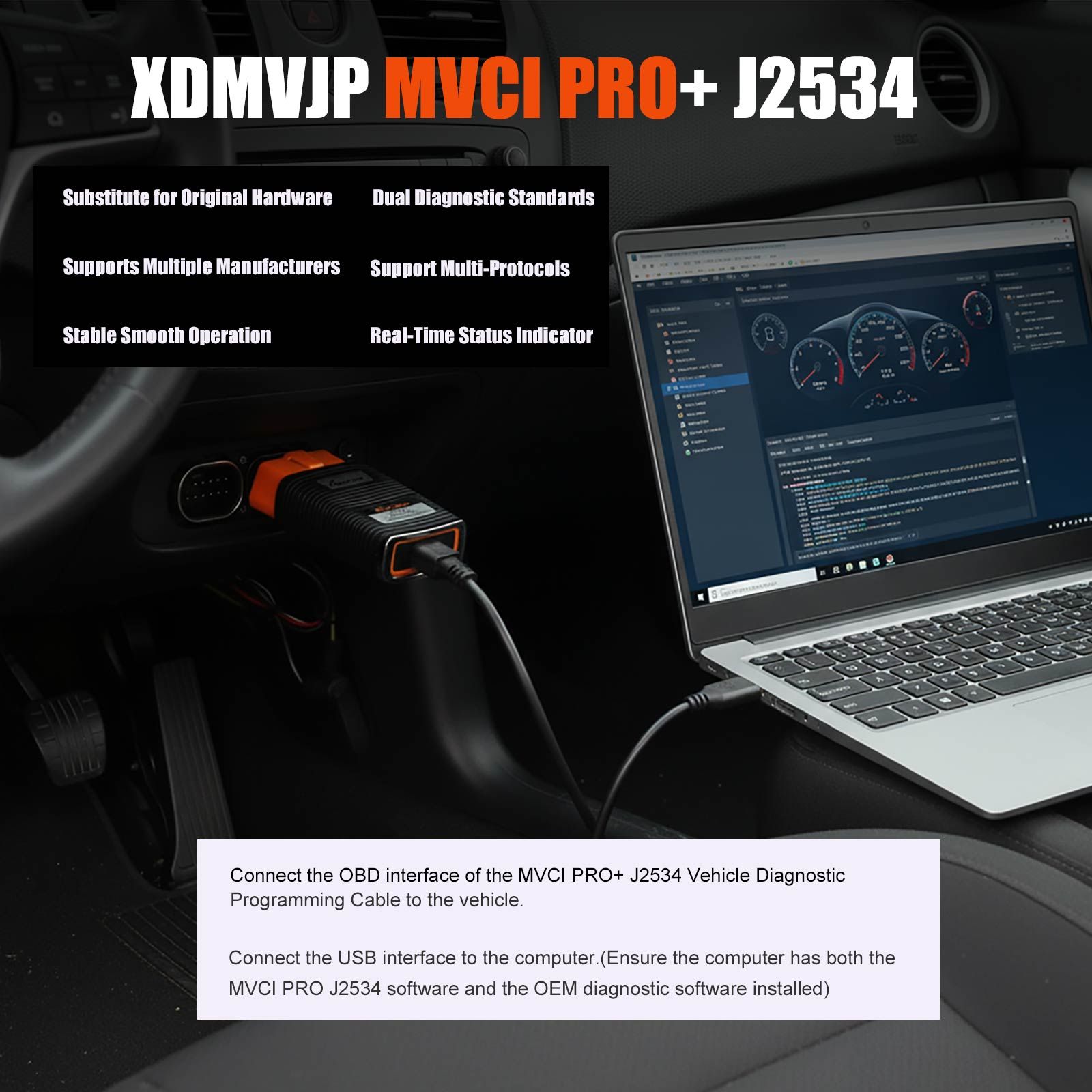 XHORSE XDMVJPGL MVCI PRO J2534 2ème génération câble de programmation de diagnostic de véhicule pour Benz/Volvo/Nissan/Renault/Peugeot/GM/Volkswagen/Toyota