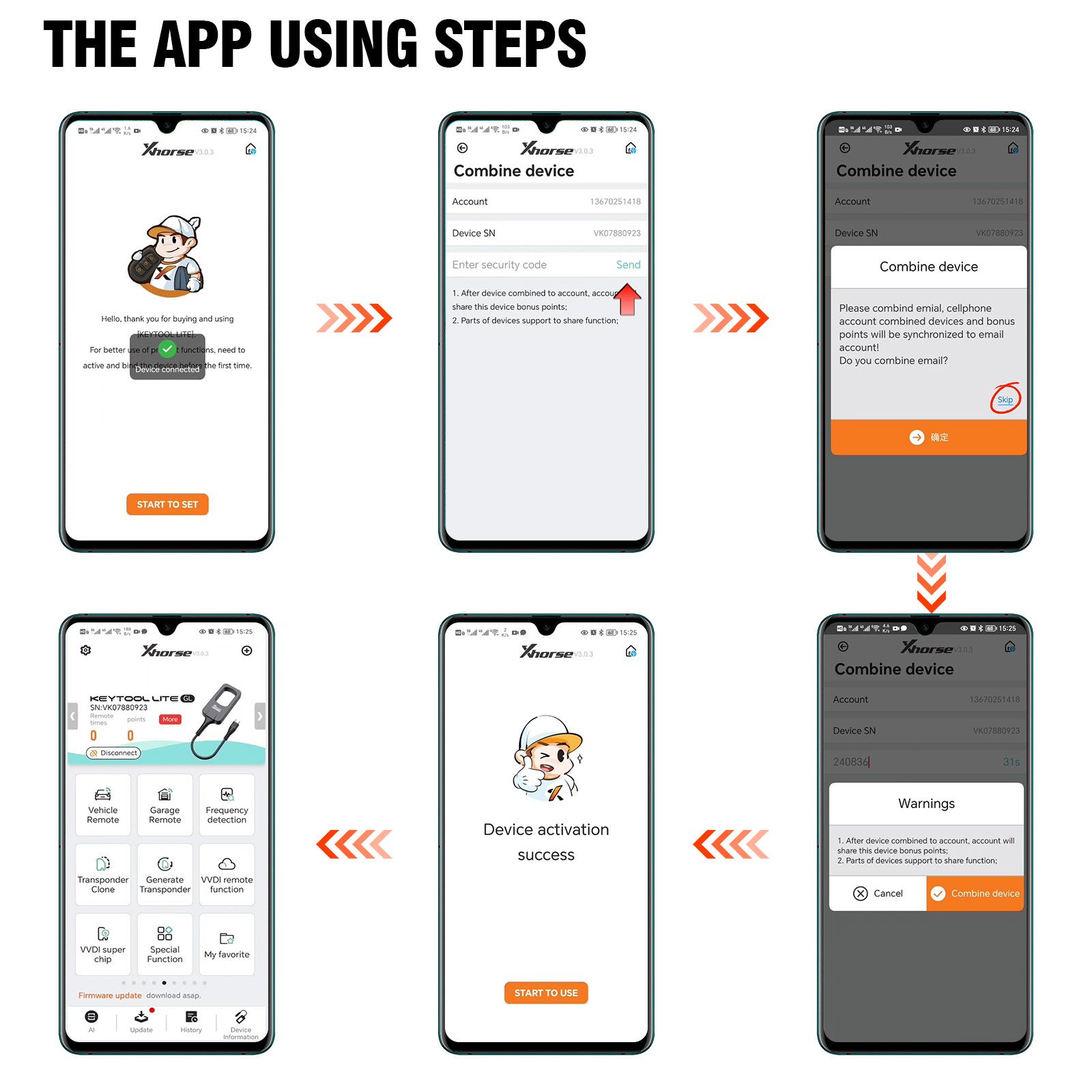 Xhorse VVDI BEE Key Tool Lite Détection de fréquence Transpondeur Clone Travail sur téléphone Android
