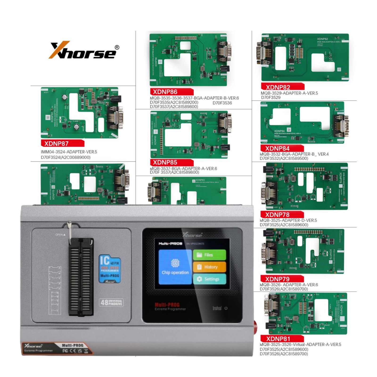 Programmateur multi-prog Xhorse Multi Prog avec adaptateurs sans soudure MQB48 XDNPM3GL 13pcs