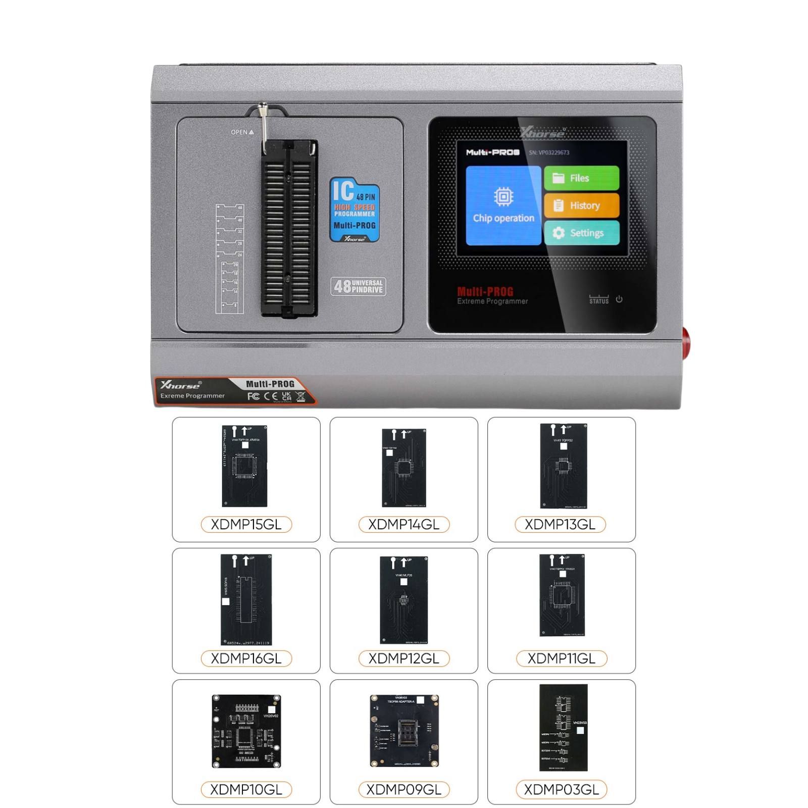 Xhorse Multi-PROG Multi Prog ECU TCU Programmateur avec Xhorse Multi Prog Adapters Kit 9 pièces pour EEPROM et FLASH