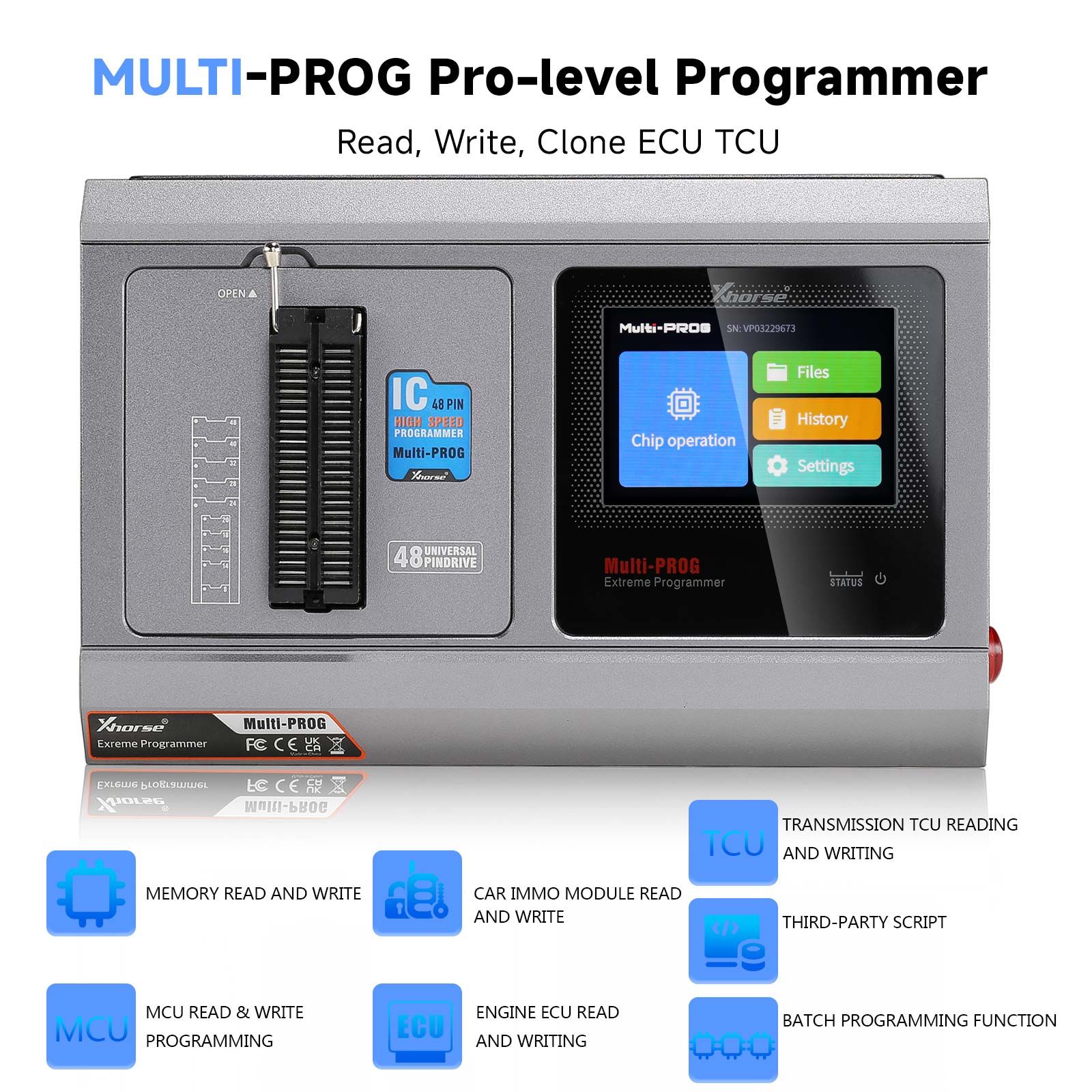 Xhorse Multi-PROG Multi Prog ECU TCU Programmateur avec Xhorse Multi Prog Adapters Kit 9 pièces pour EEPROM et FLASH