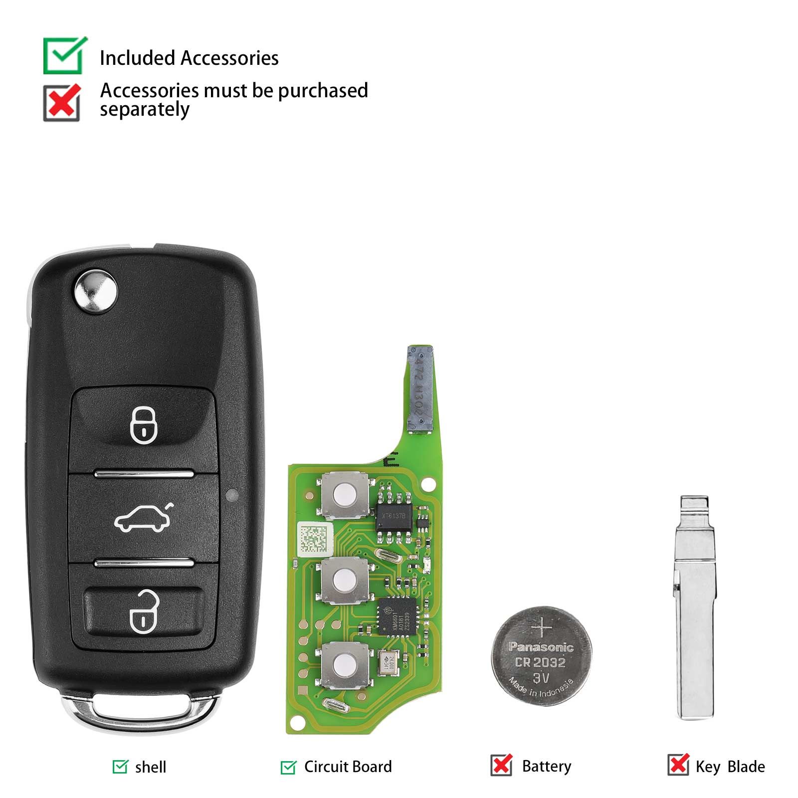 2025 Xhorse XEB510EN Volkswagen B5 Type Super Télécommande avec XT27B Super Chip 10pcs / lot