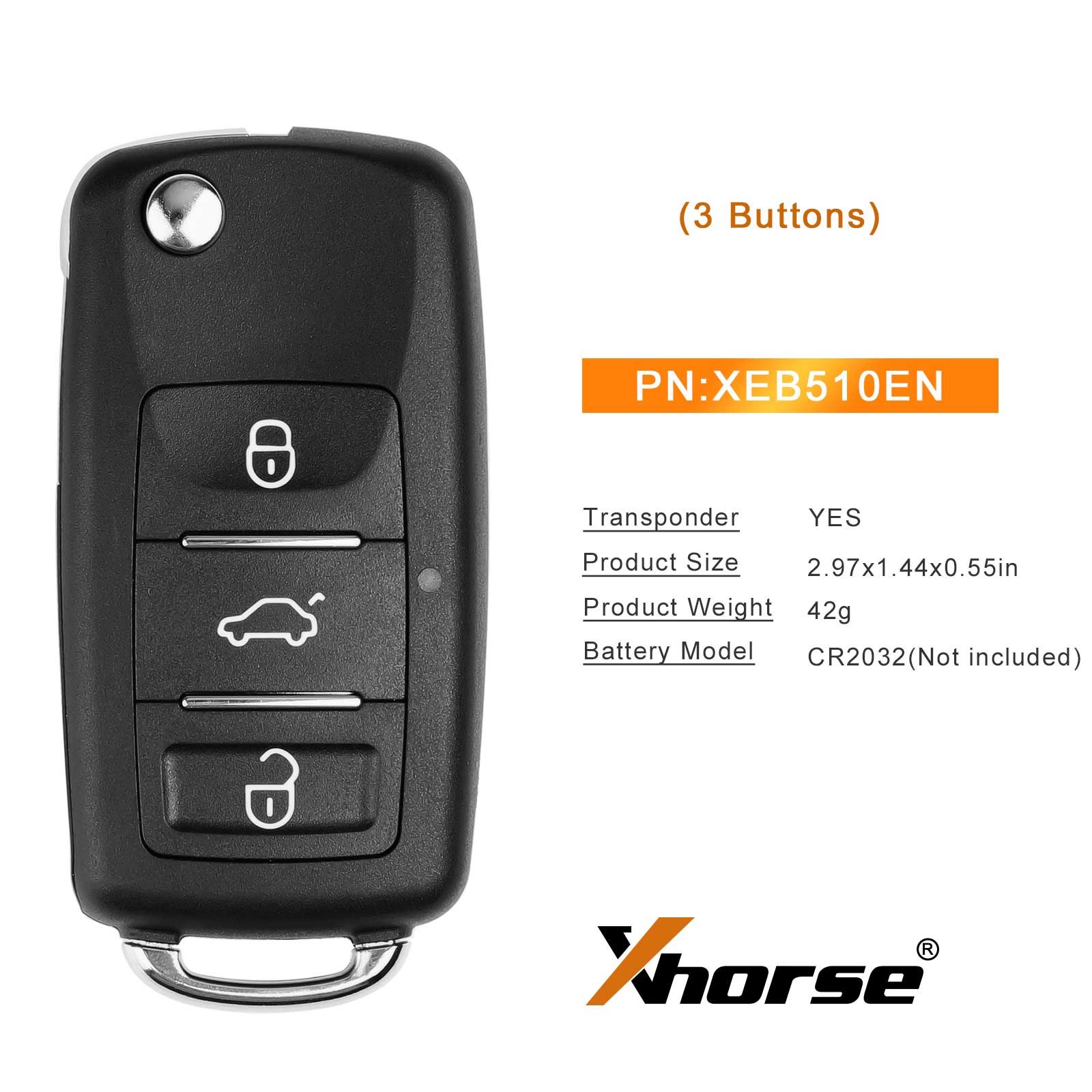 2025 Xhorse XEB510EN Volkswagen B5 Type Super Télécommande avec XT27B Super Chip 10pcs / lot
