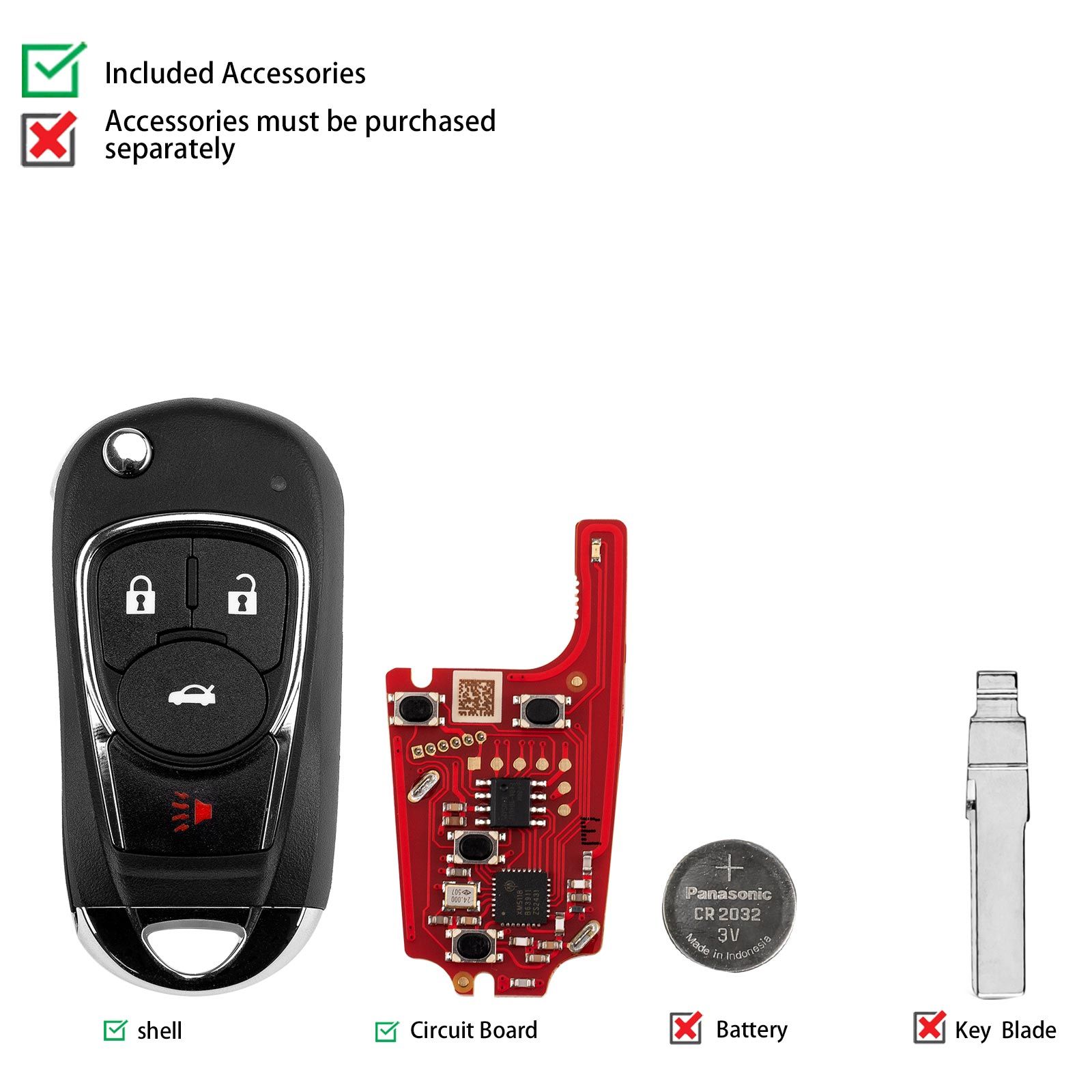 XHORSE XKBU22EN pour Buick modèle (pliable 4 boutons) deuxième génération télécommande câblée 5pcs / lot