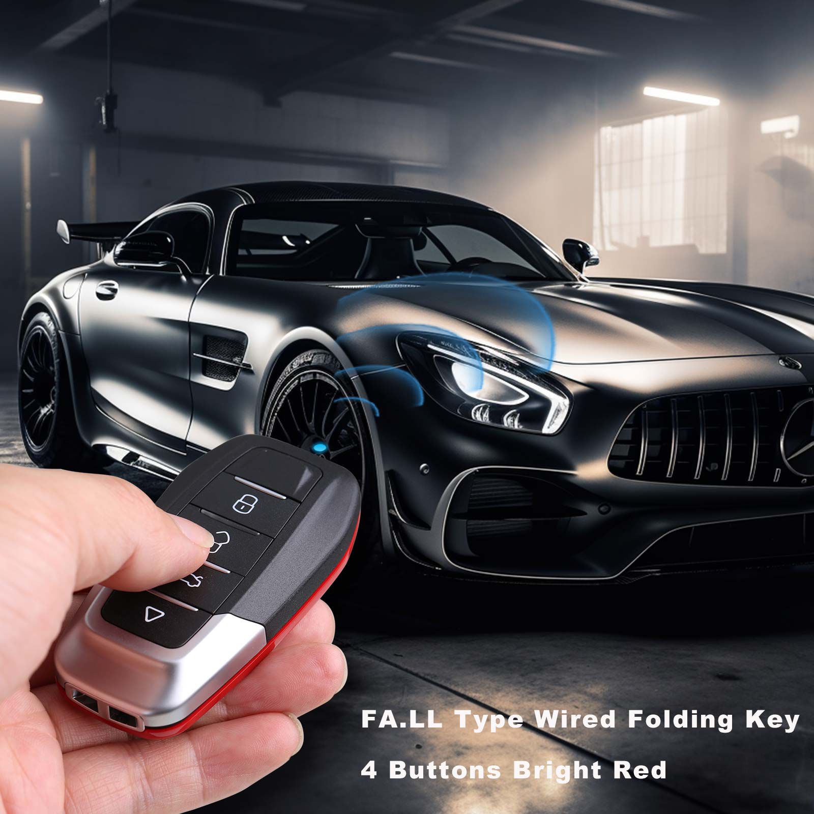 XHORSE XKFEF2EN FA.LL Type clé pliante câblée 4 boutons clé à distance universelle rouge vif 5pcs / lot