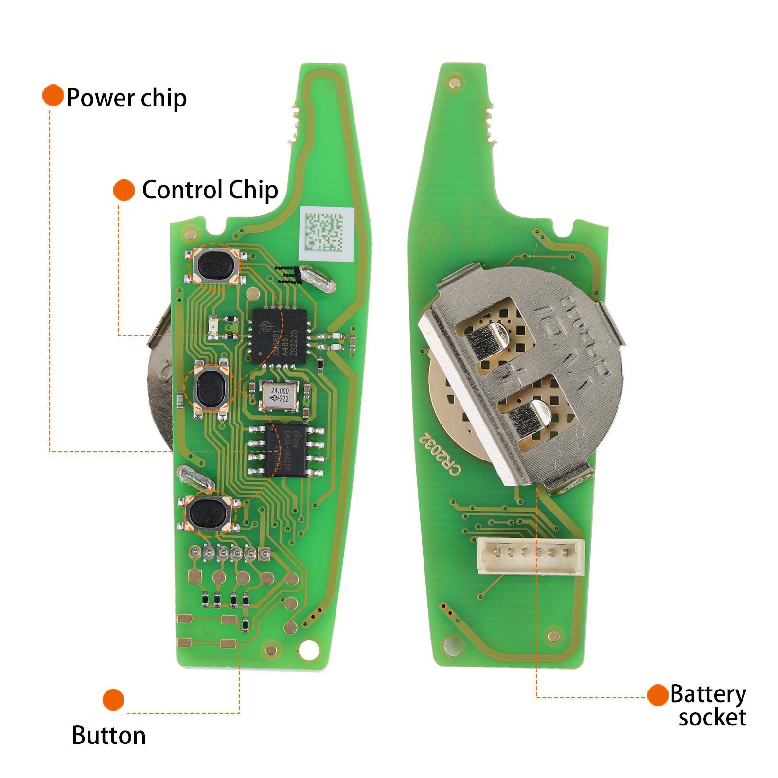 Xhorse XKFEF5EN FA.LL Type clé pliante câblée 3 boutons clé à distance universelle noire brillante 5pcs / lot