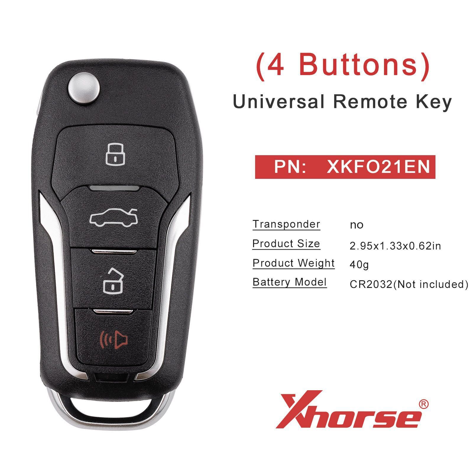 XHORSE XKFO21EN pour Ford 2ème génération clé intelligente 4 boutons clé à distance universelle 5pcs / lot