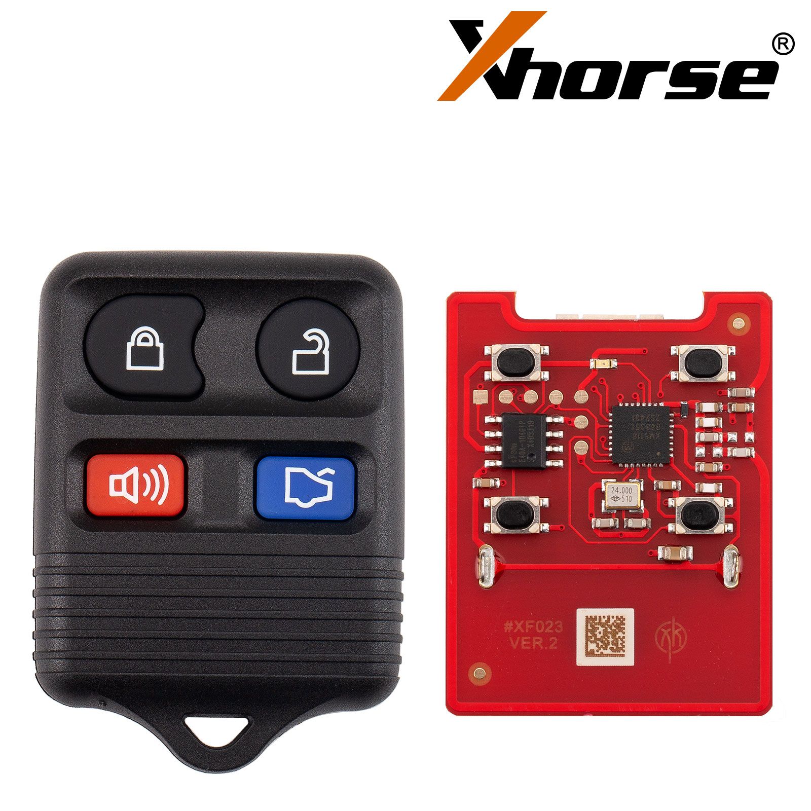 XHORSE XKFO22EN pour Ford Modèles 4 Boutons Split Square Deuxième Génération Télécommande Fillée 5pcs / lot
