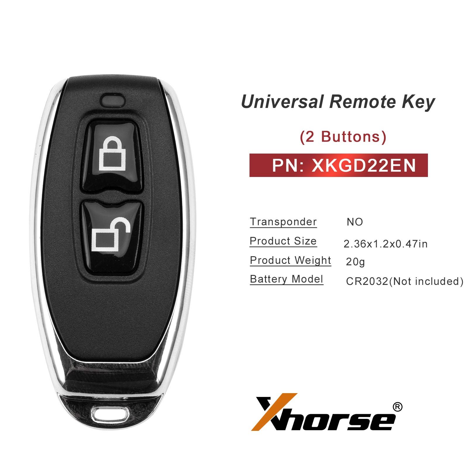 XHORSE XKGD22EN Porte de garage deuxième génération clé à distance universelle 5pcs / lot