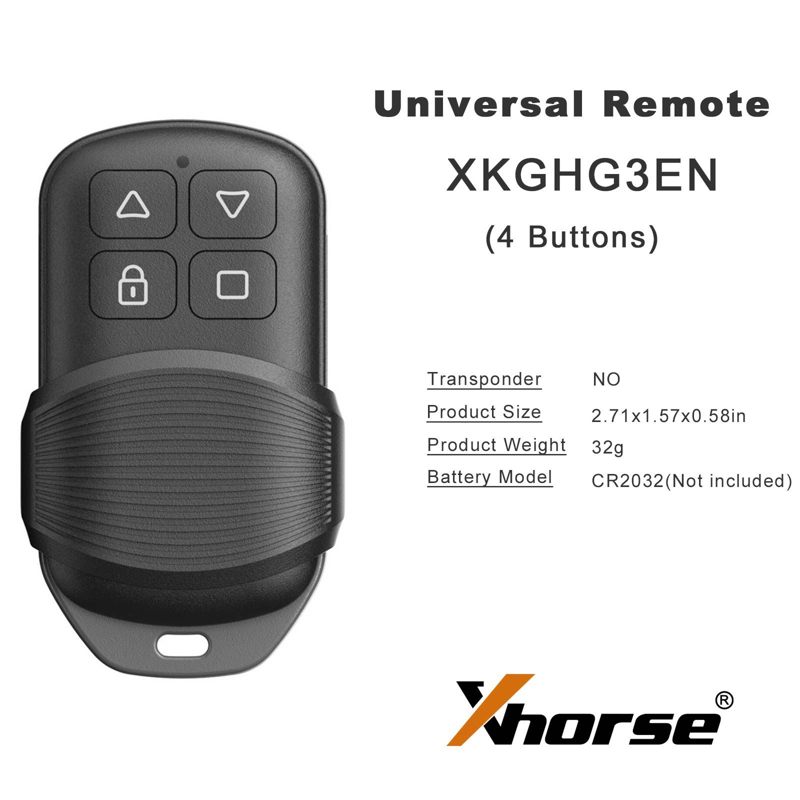 XHORSE XKGHG3EN Masker Style 4 boutons Garage télécommande deuxième génération universelle télécommande 5pcs / lot