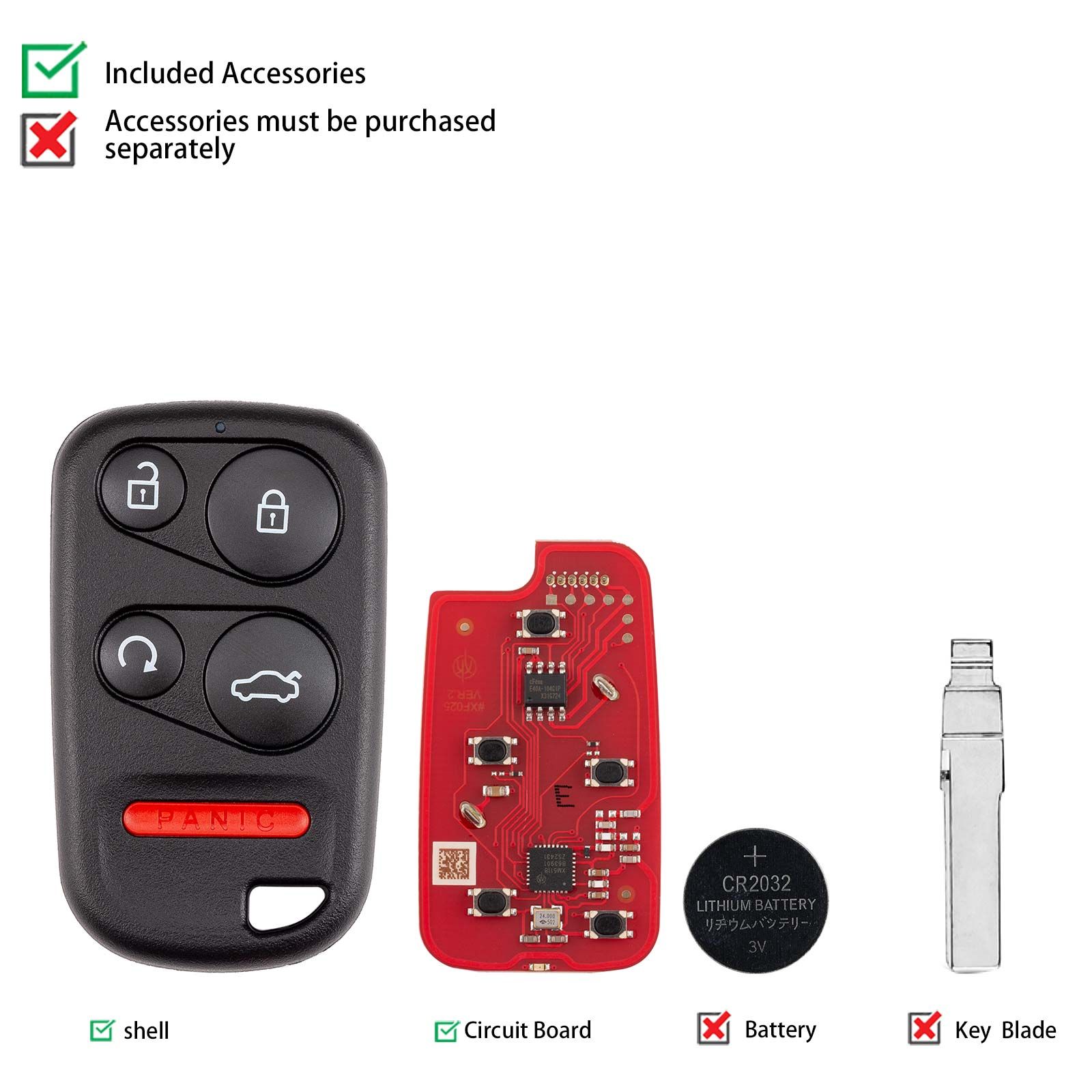 XHORSE XKHO23EN BEN.Télécommande câblée de style T 4 boutons Télécommande universelle de deuxième génération 5pcs/lot