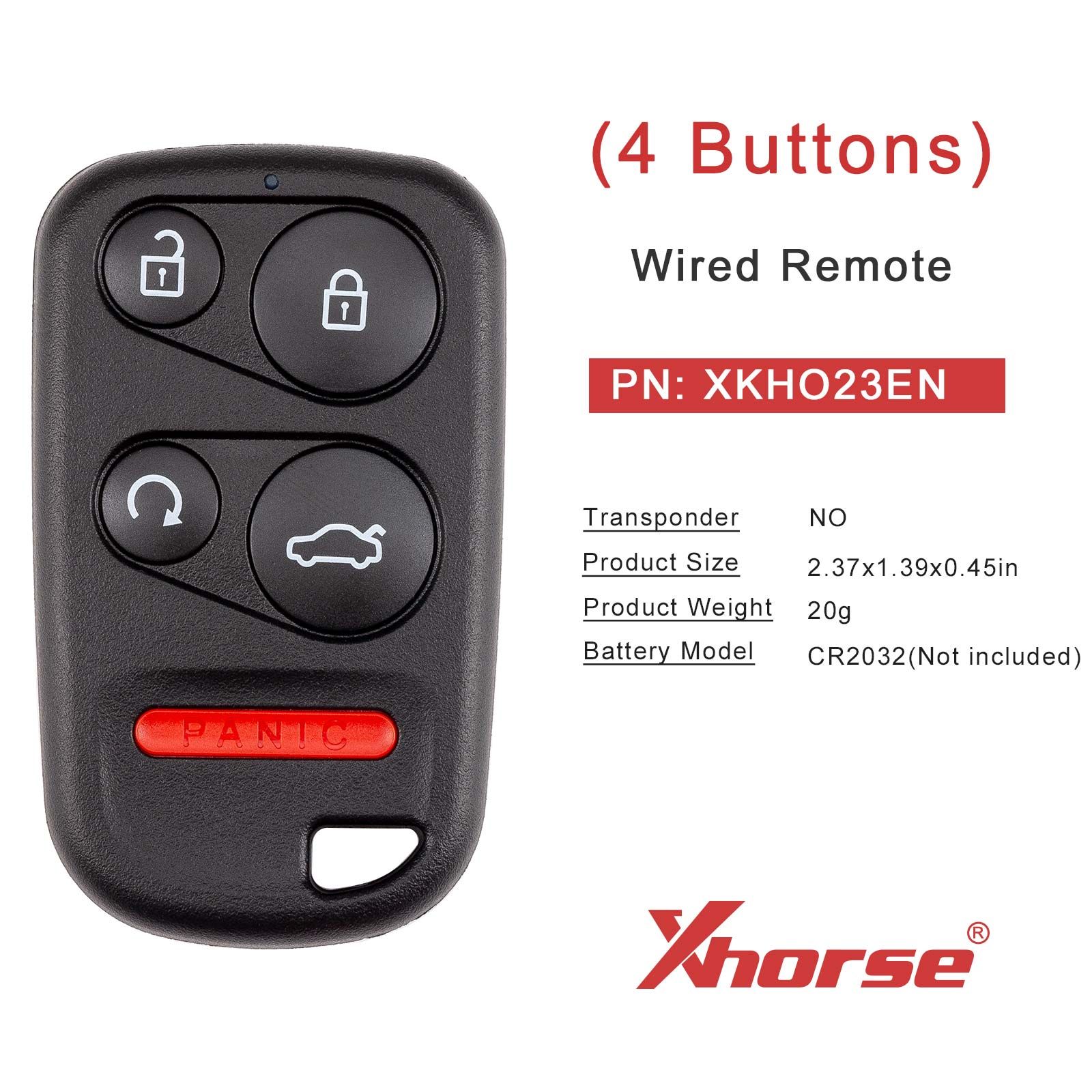XHORSE XKHO23EN BEN.Télécommande câblée de style T 4 boutons Télécommande universelle de deuxième génération 5pcs/lot