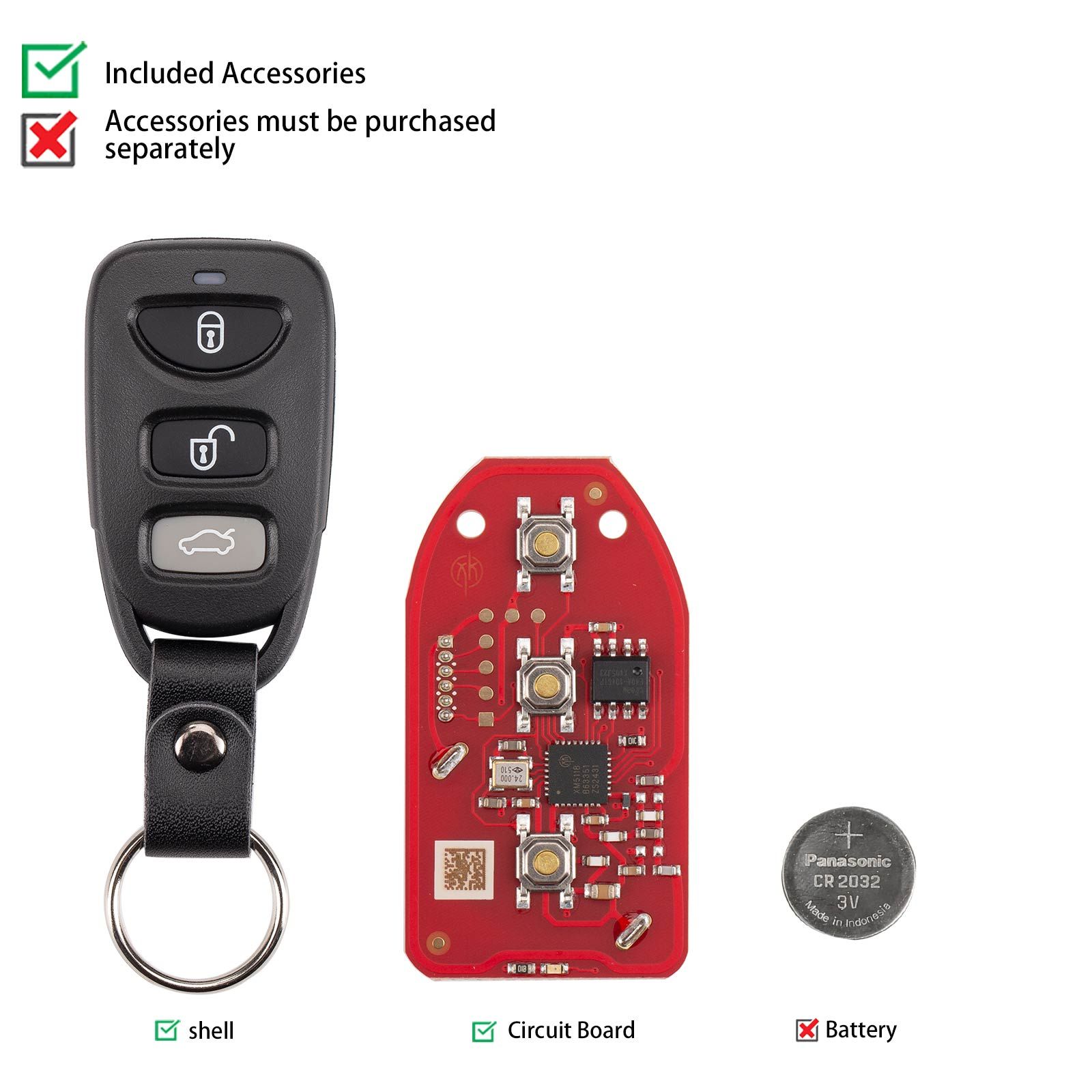 XHORSE XKHY21EN (Split-Type - 3 + 1 Boutons) pour Hyundai deuxième génération télécommande câblée 5pcs / lot