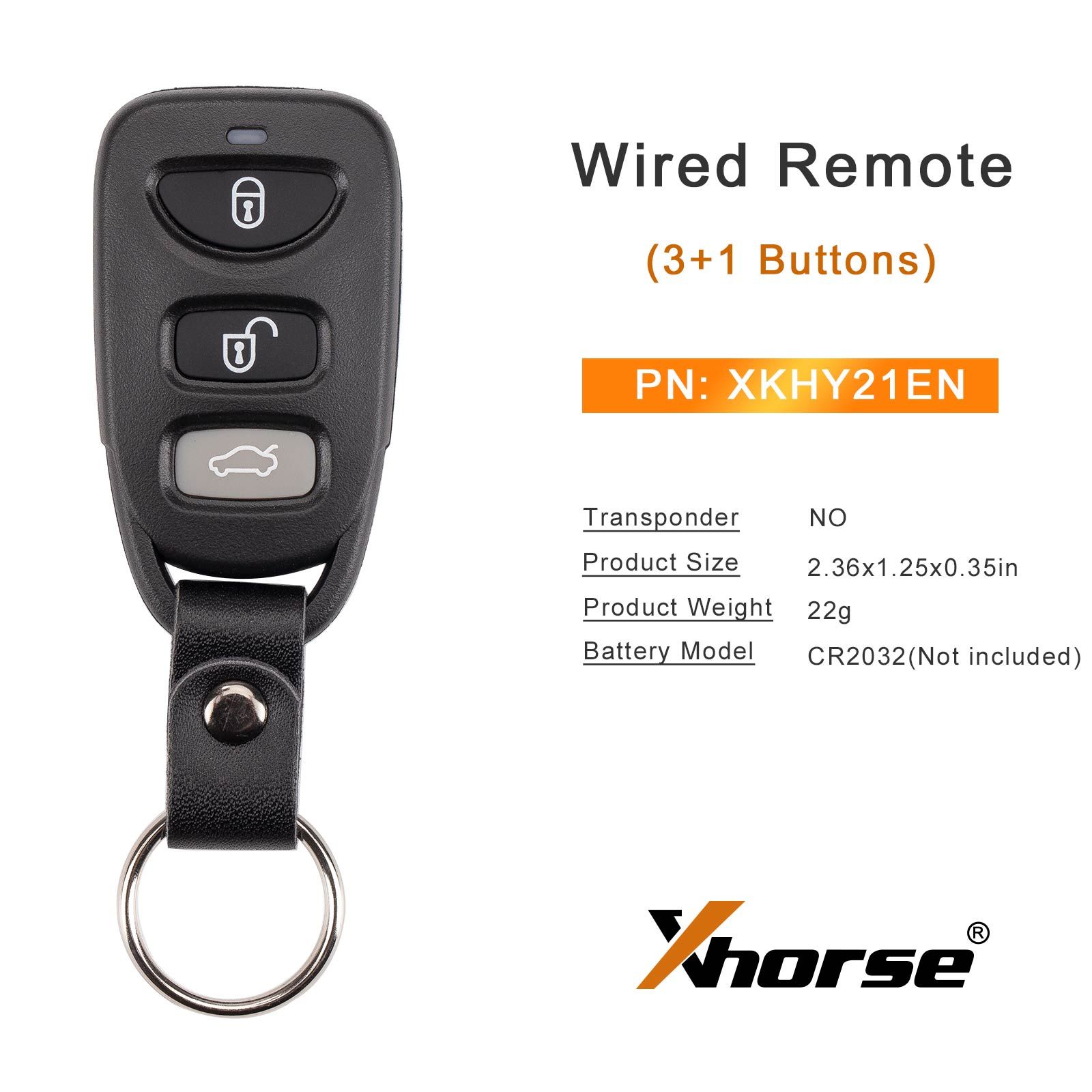 XHORSE XKHY21EN (Split-Type - 3 + 1 Boutons) pour Hyundai deuxième génération télécommande câblée 5pcs / lot