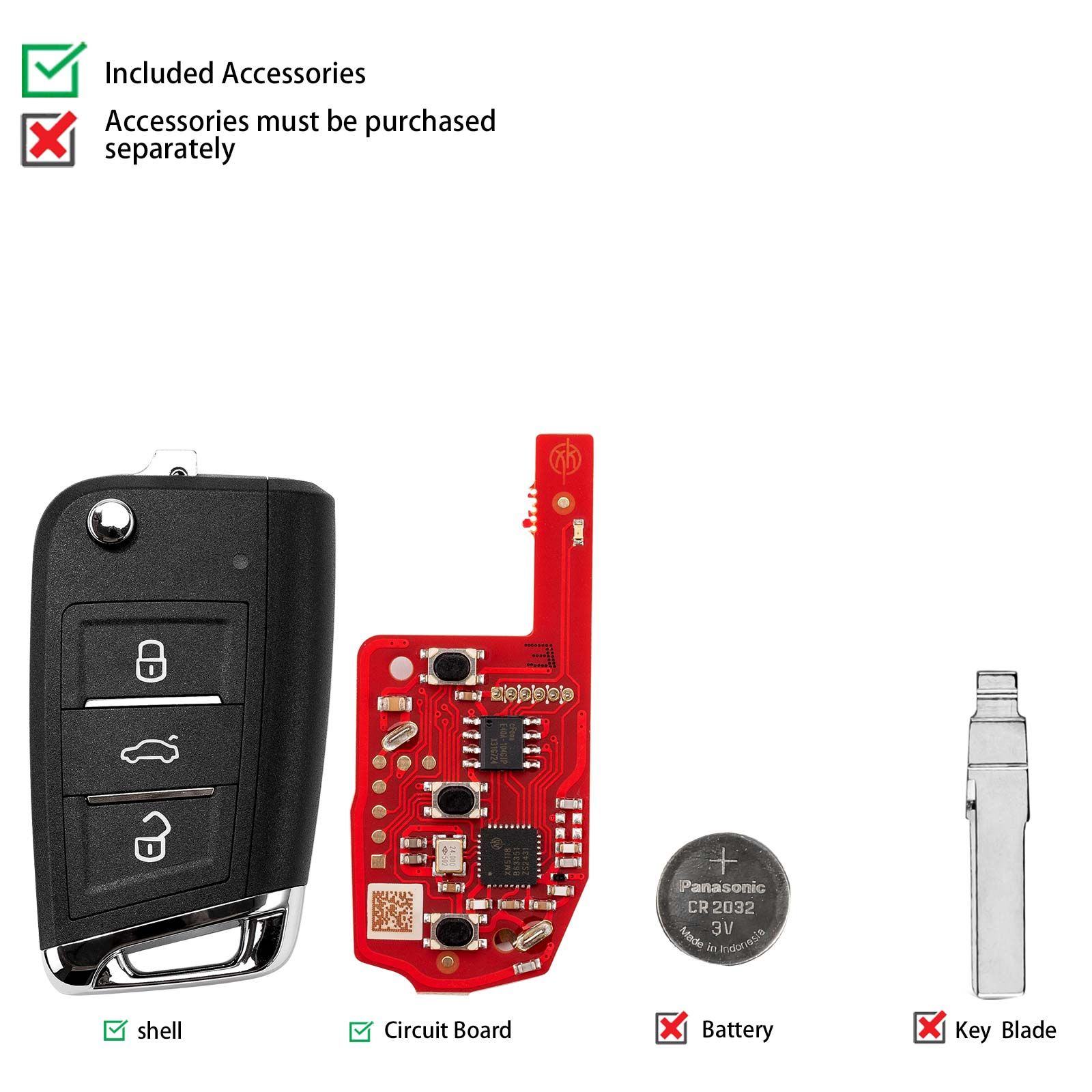 XHORSE XKMQB5EN VW MQB 2ème génération clé intelligente 3 boutons clé à distance universelle 5pcs / lot