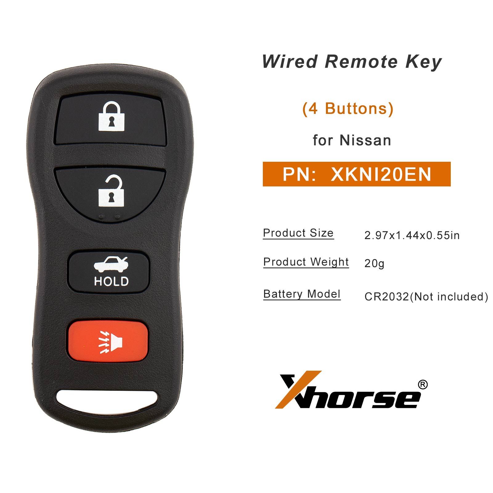 XHORSE XKNI20EN Fil clé à distance Nissan séparer 4 boutons seconde génération fil clé à distance 5pcs / lot