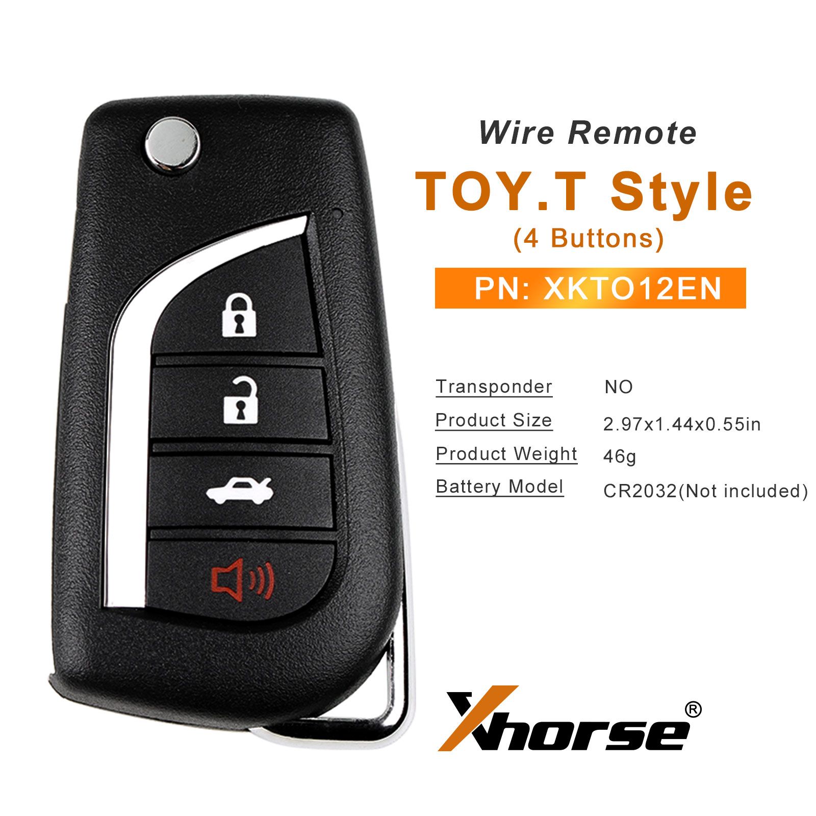 Xhorse XKTO12EN jouet.Style T (Flip-4BTN) deuxième génération fil clé à distance 5pcs / lot