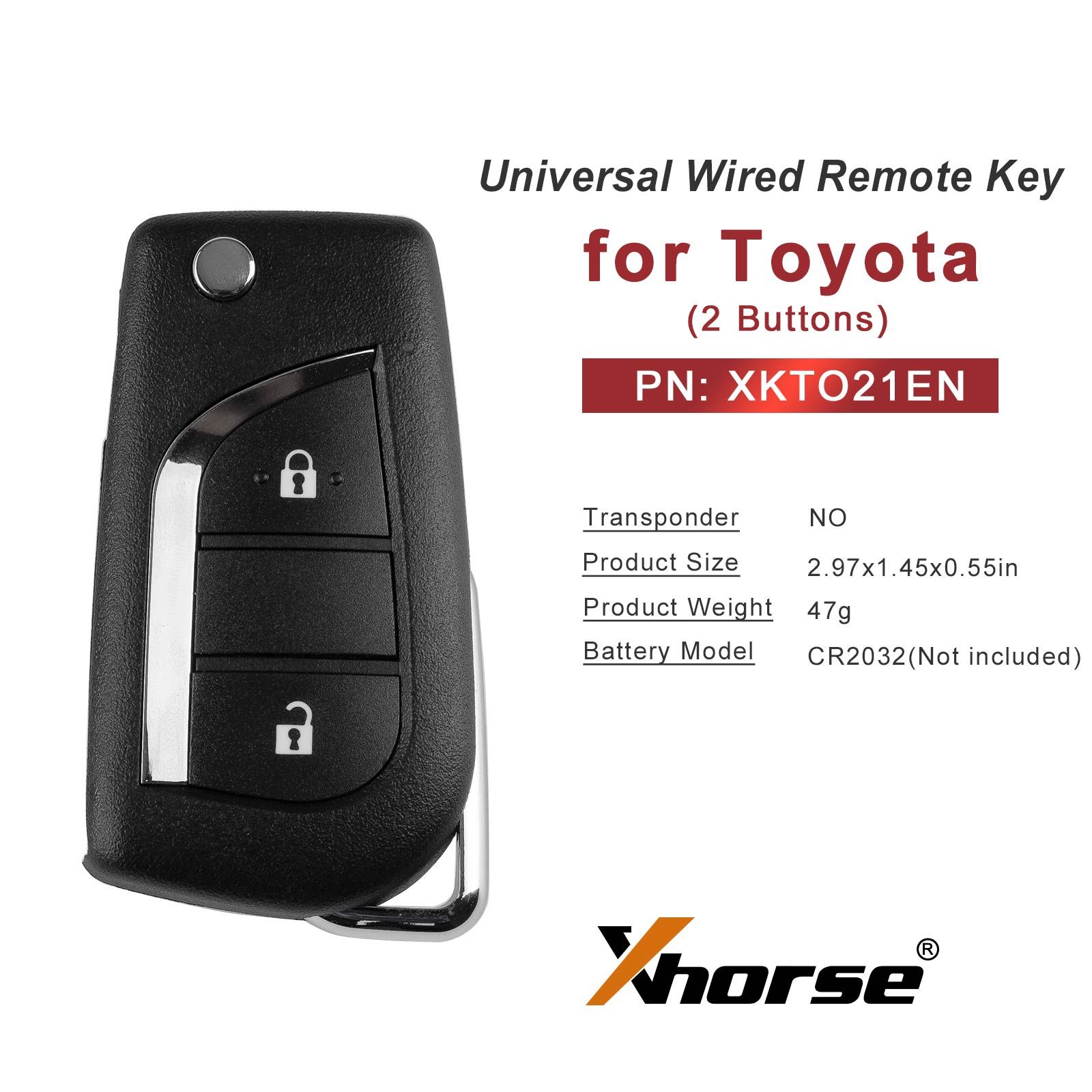 XHORSE XKTO21EN pour Toyota 2 boutons seconde génération clé à distance câblée universelle 5pcs / lot
