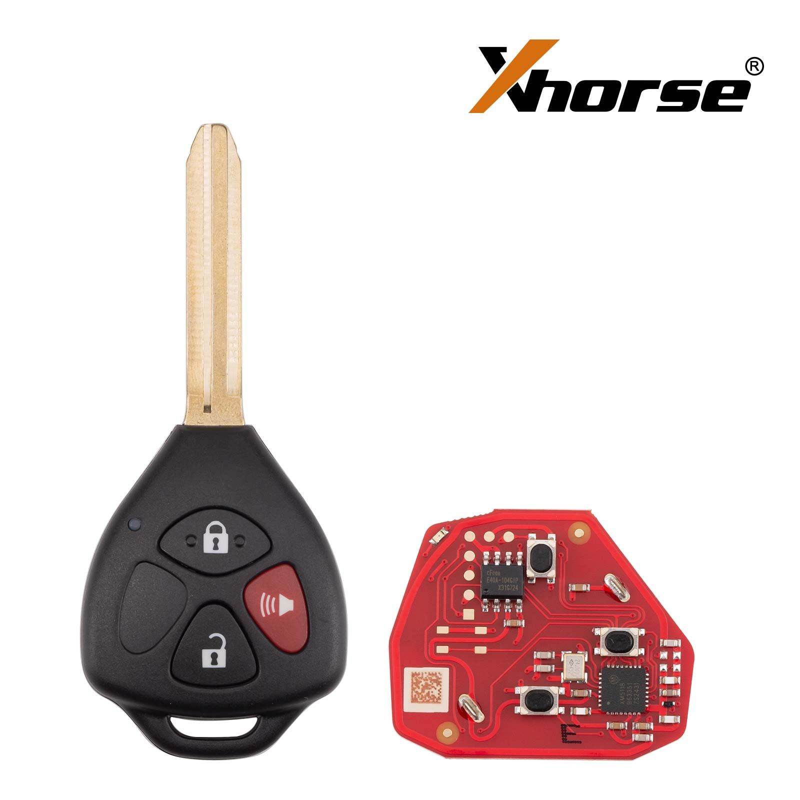 XHORSE XKTO24EN pour Toyota Modèles Droite 3 Boutons Triangle Deuxième Génération Télécommande Fillée 5pcs / lot