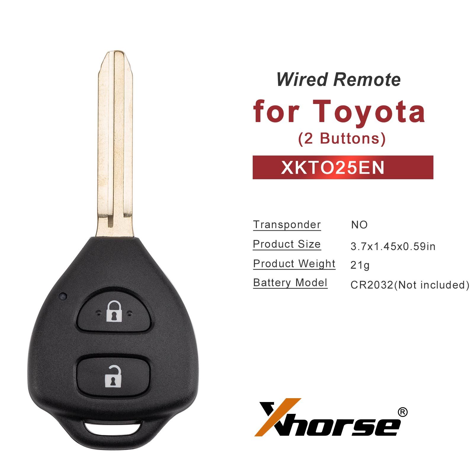 XHORSE XKTO25EN pour Toyota modèles 2 boutons triangle deuxième génération télécommande câblée 5pcs / lot