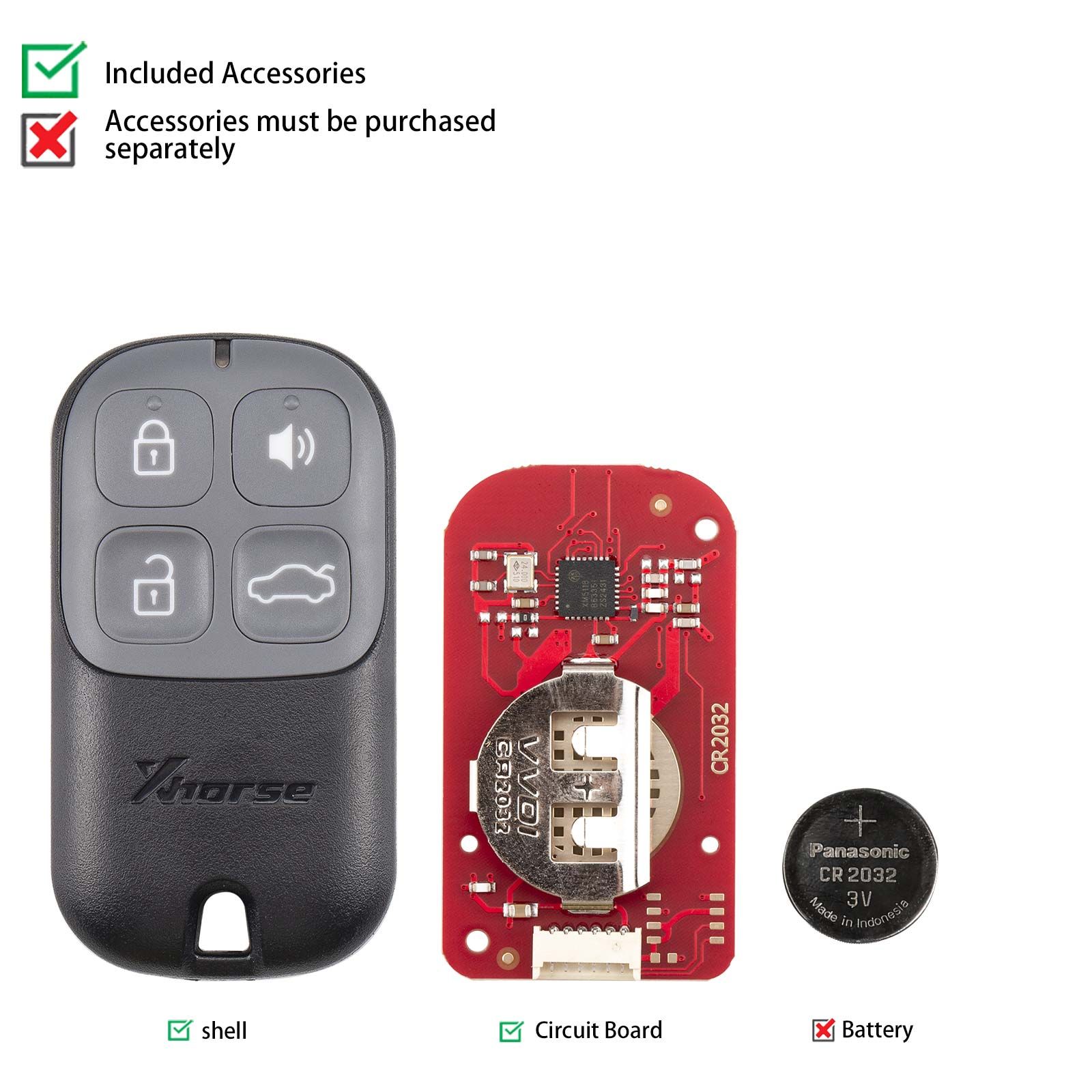 2025 XHORSE XKXH20EN VVDI noir 4 boutons seconde génération universelle télécommande câblée 5pcs / lot