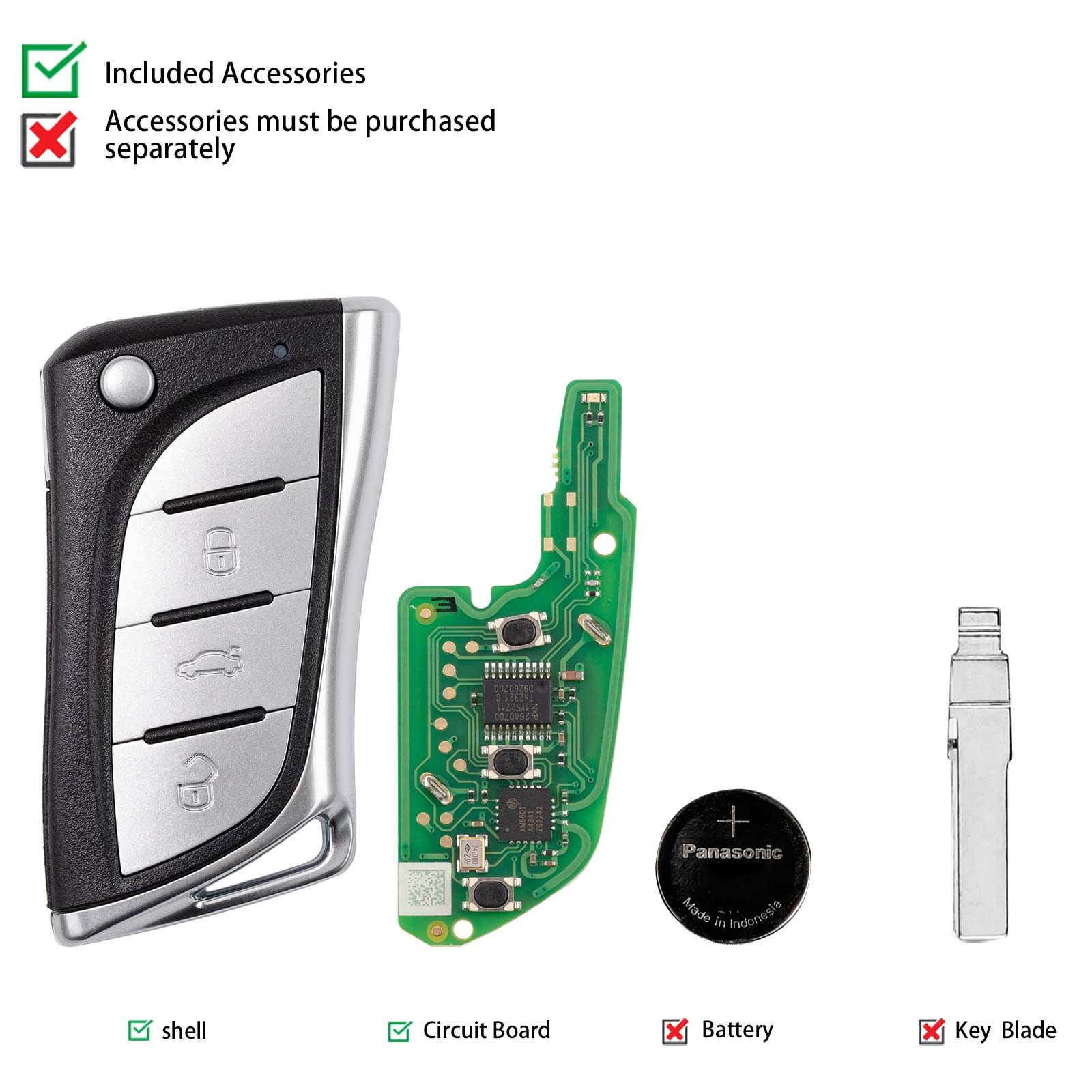 XHORSE XNLEX0EN Universal Wireless Remote Key 3 boutons pour Lexus 5pcs/lot