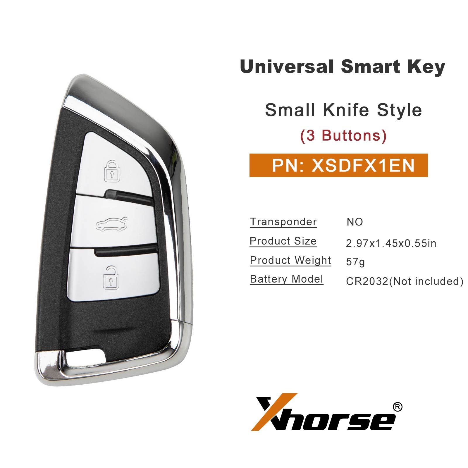 XHORSE XSDFX1EN 3 boutons Petit couteau style clé intelligente universelle 5pcs / lot