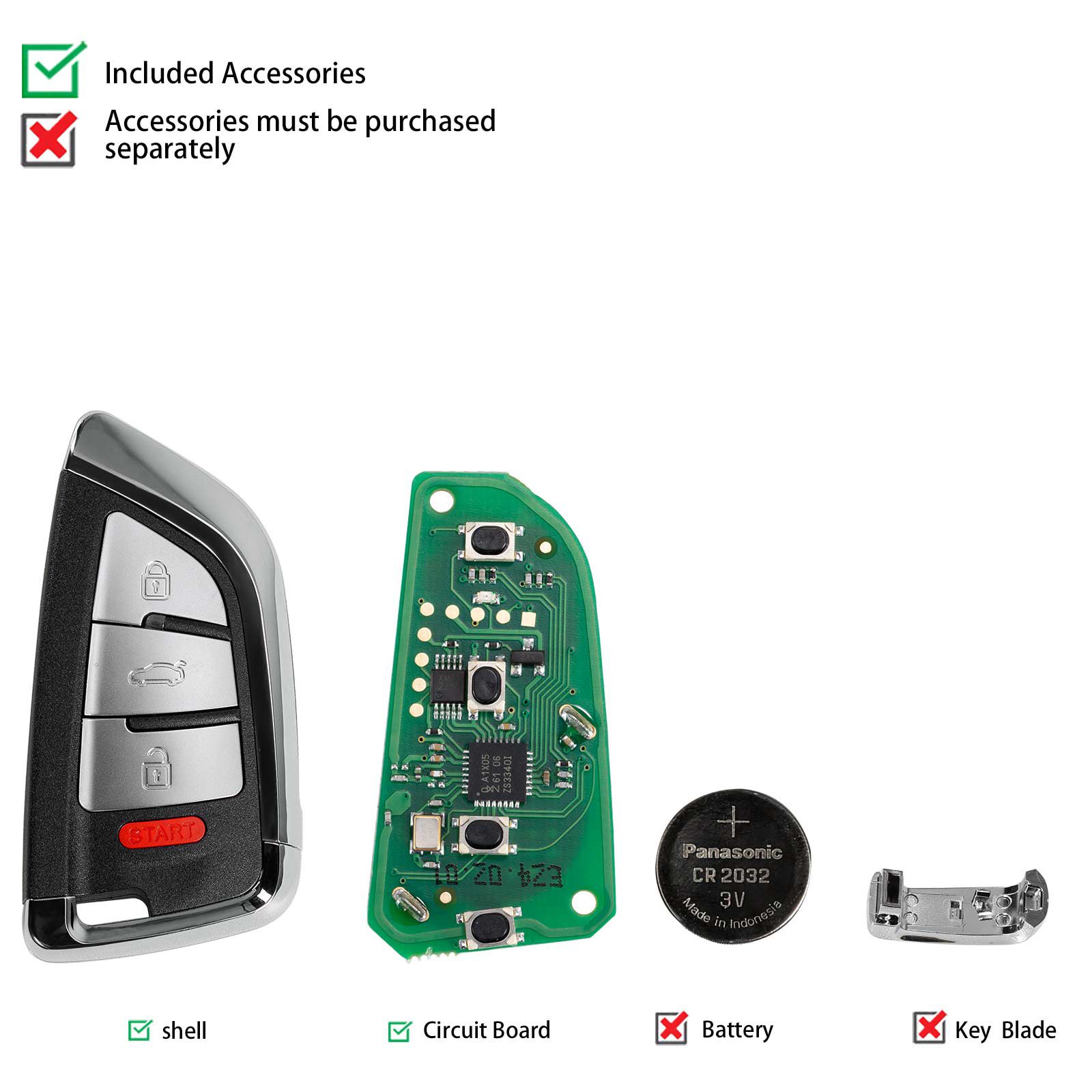 2024 XHORSE XSDFX2EN Petit couteau style 4 boutons clé intelligente universelle série XS 5pcs / lot