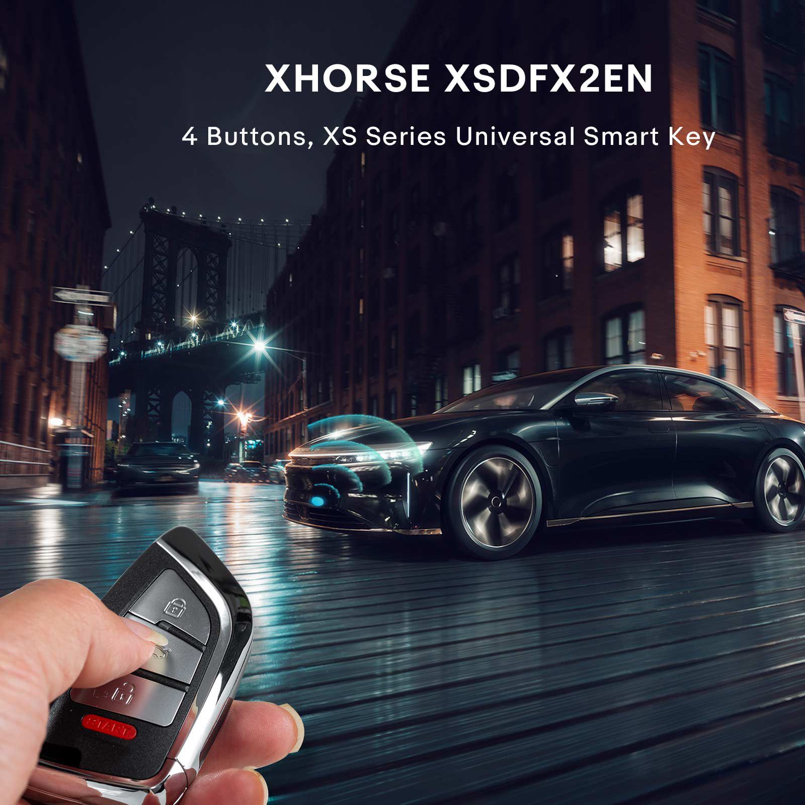 2024 XHORSE XSDFX2EN Petit couteau style 4 boutons clé intelligente universelle série XS 5pcs / lot