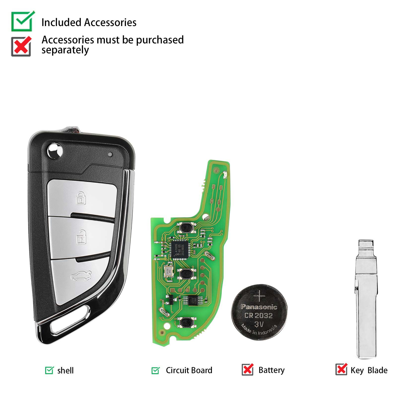 Plus récent Xhorse XSKFF1EN Universal Remote Lame Shape Folding Key 5pcs/lot