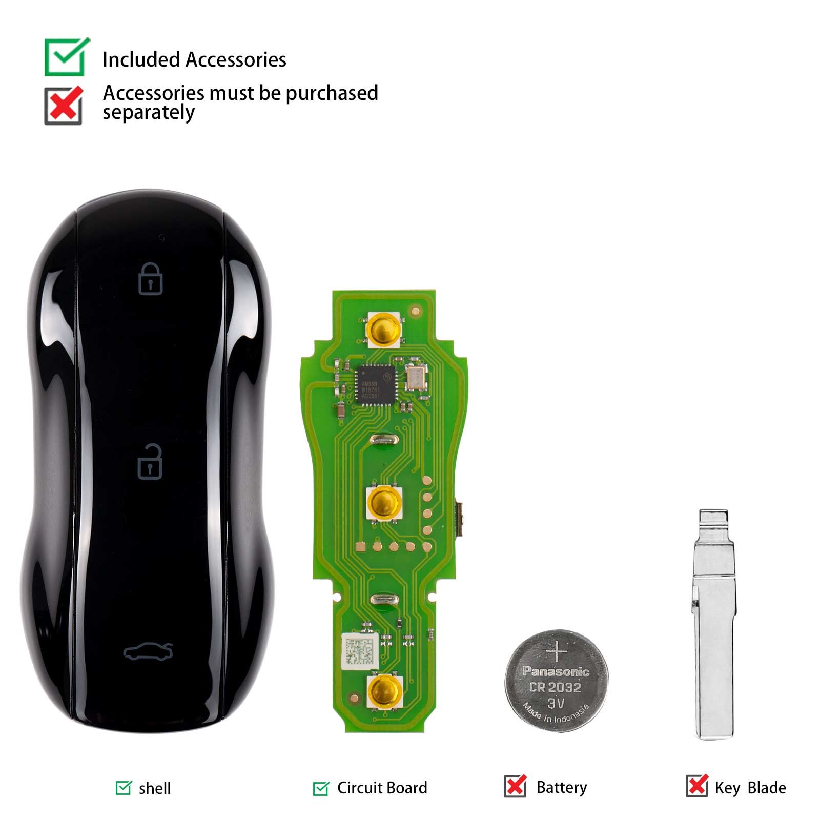 XHORSE XSSC21EN XM38 Jouet.T Univesal Smart Key Supercar Style Noir brillant Couleur 5pcs/lot