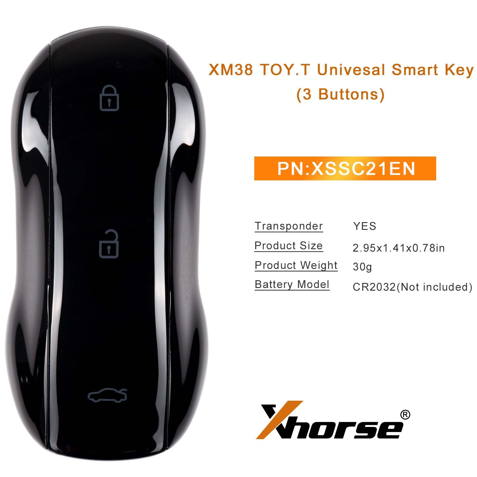 XHORSE XSSC21EN XM38 Jouet.T Univesal Smart Key Supercar Style Noir brillant Couleur 5pcs/lot