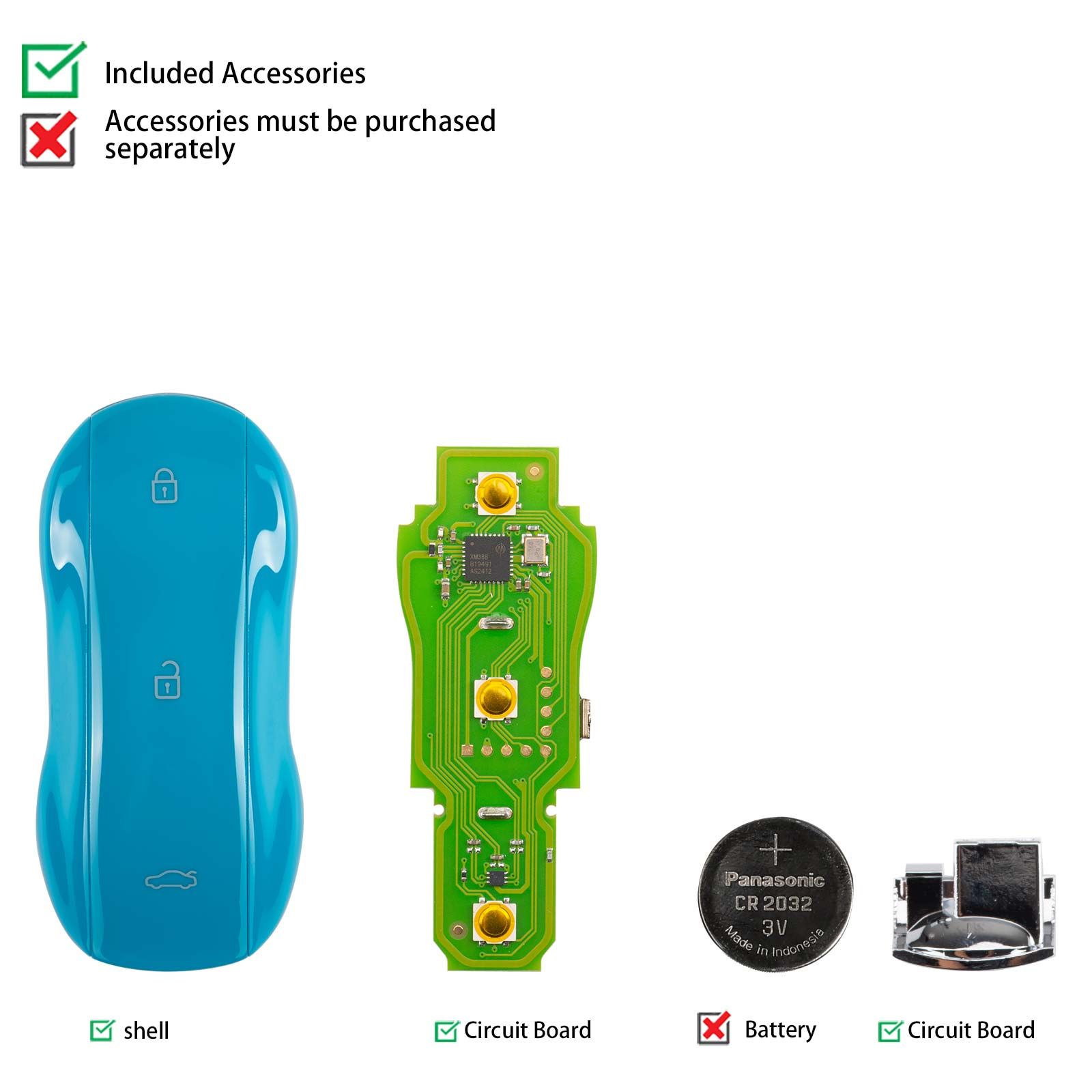 XHORSE XSSC24EN XM38 jouet.T Univesal Smart Key 3 Boutons Supercar Style Miami Bleu Couleur 5pcs/lot