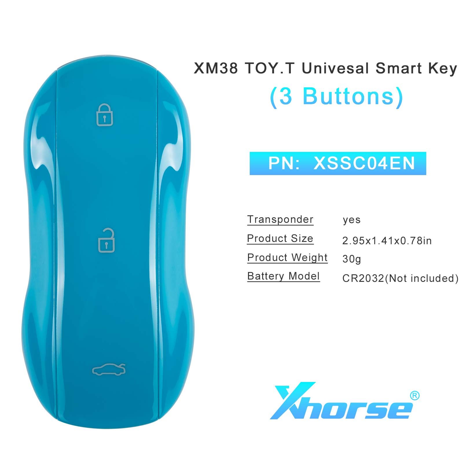 XHORSE XSSC24EN XM38 jouet.T Univesal Smart Key 3 Boutons Supercar Style Miami Bleu Couleur 5pcs/lot