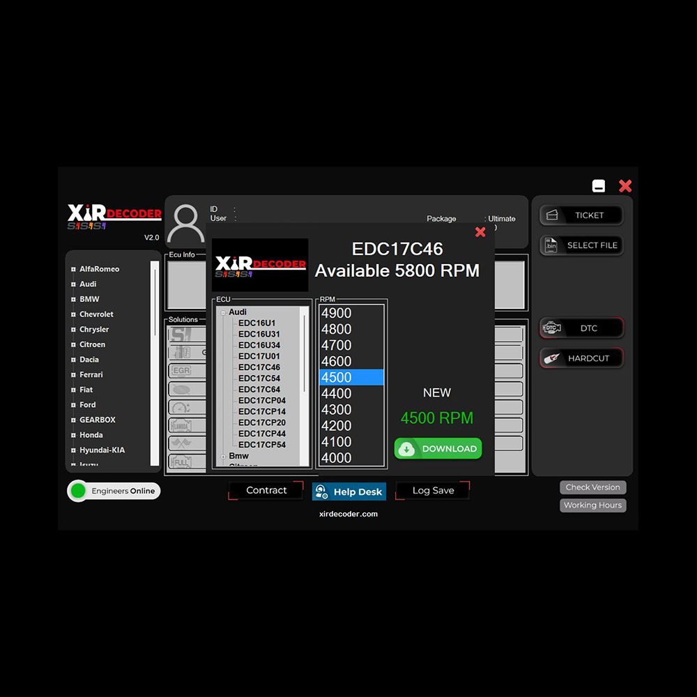 2025 Nouveau XirDecoder DTC Puce Tuning Toutes les solutions Logiciel Version standard Support Etape 1-2 Tuning