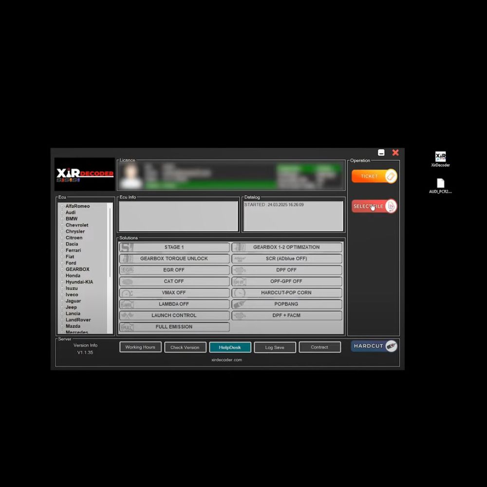 2025 Nouveau XirDecoder DTC Puce Tuning Toutes les solutions Logiciel Version standard Support Etape 1-2 Tuning