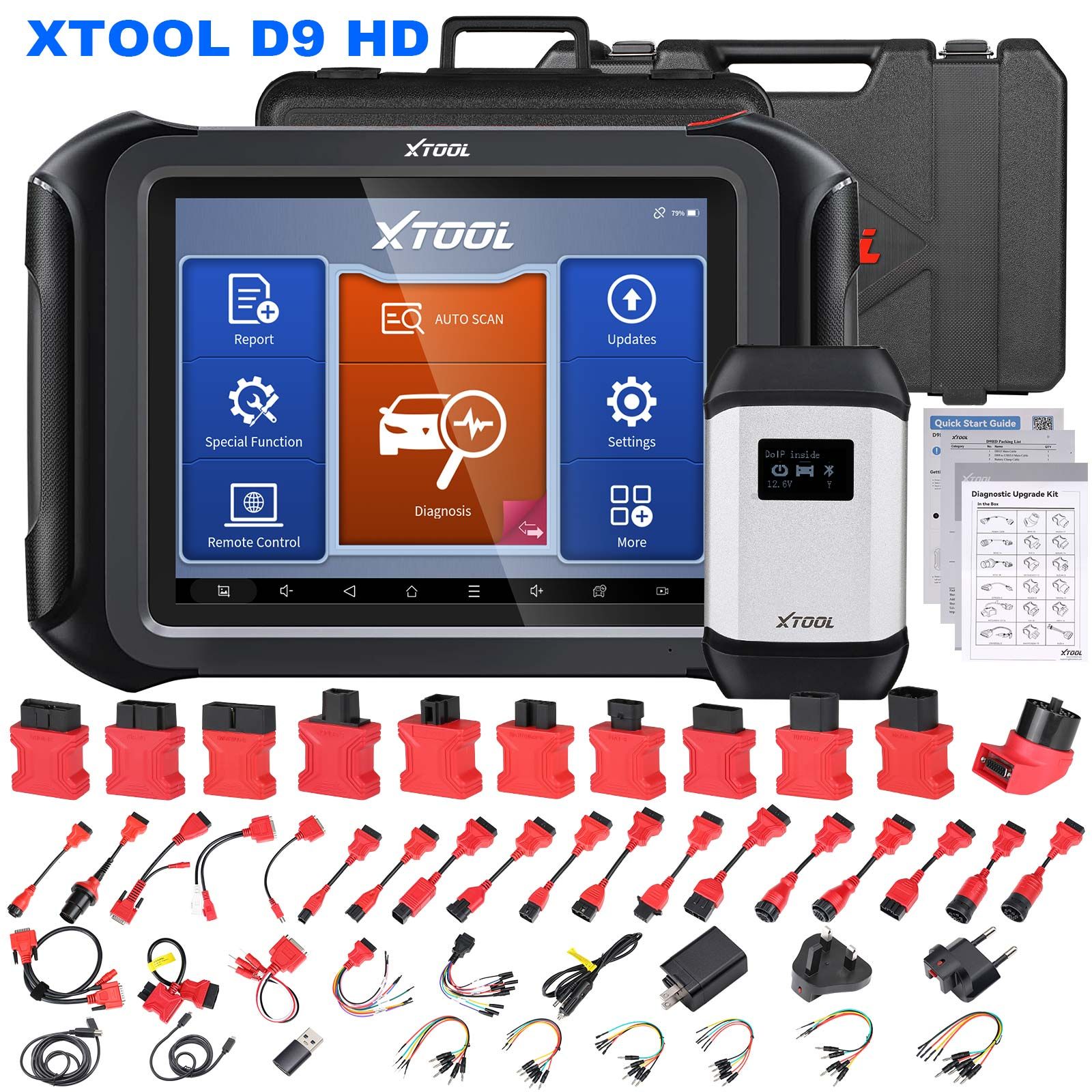 XTOOL D9HD Outil de diagnostic de camion et de voiture 12V à 24V 42+Fonctions spéciales Topologie Cartographie pour diesel/essence Remplacez PS90 PRO