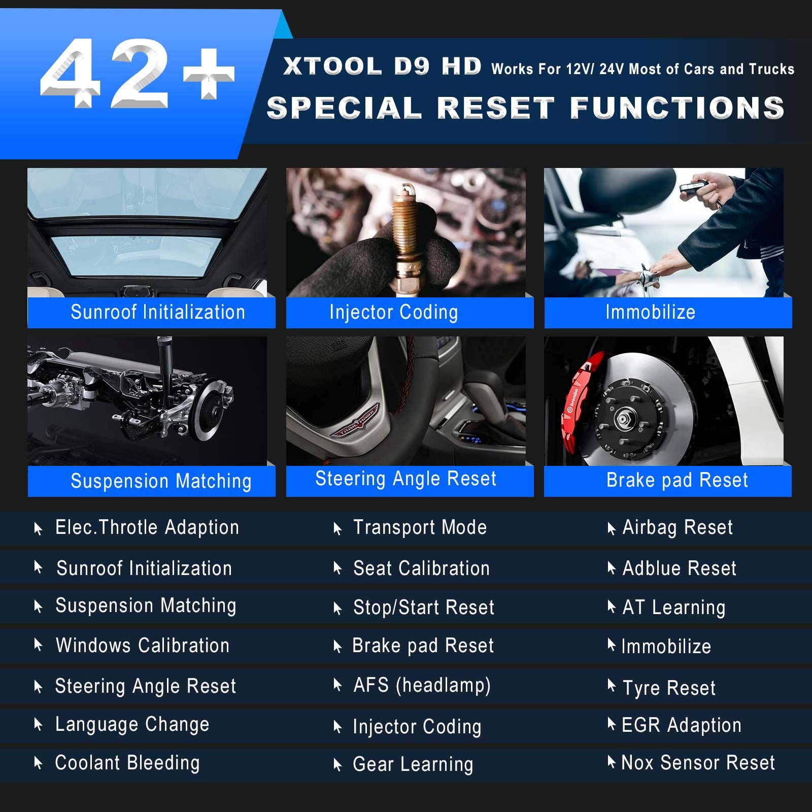 XTOOL D9HD Outil de diagnostic de camion et de voiture 12V à 24V 42+Fonctions spéciales Topologie Cartographie pour diesel/essence Remplacez PS90 PRO