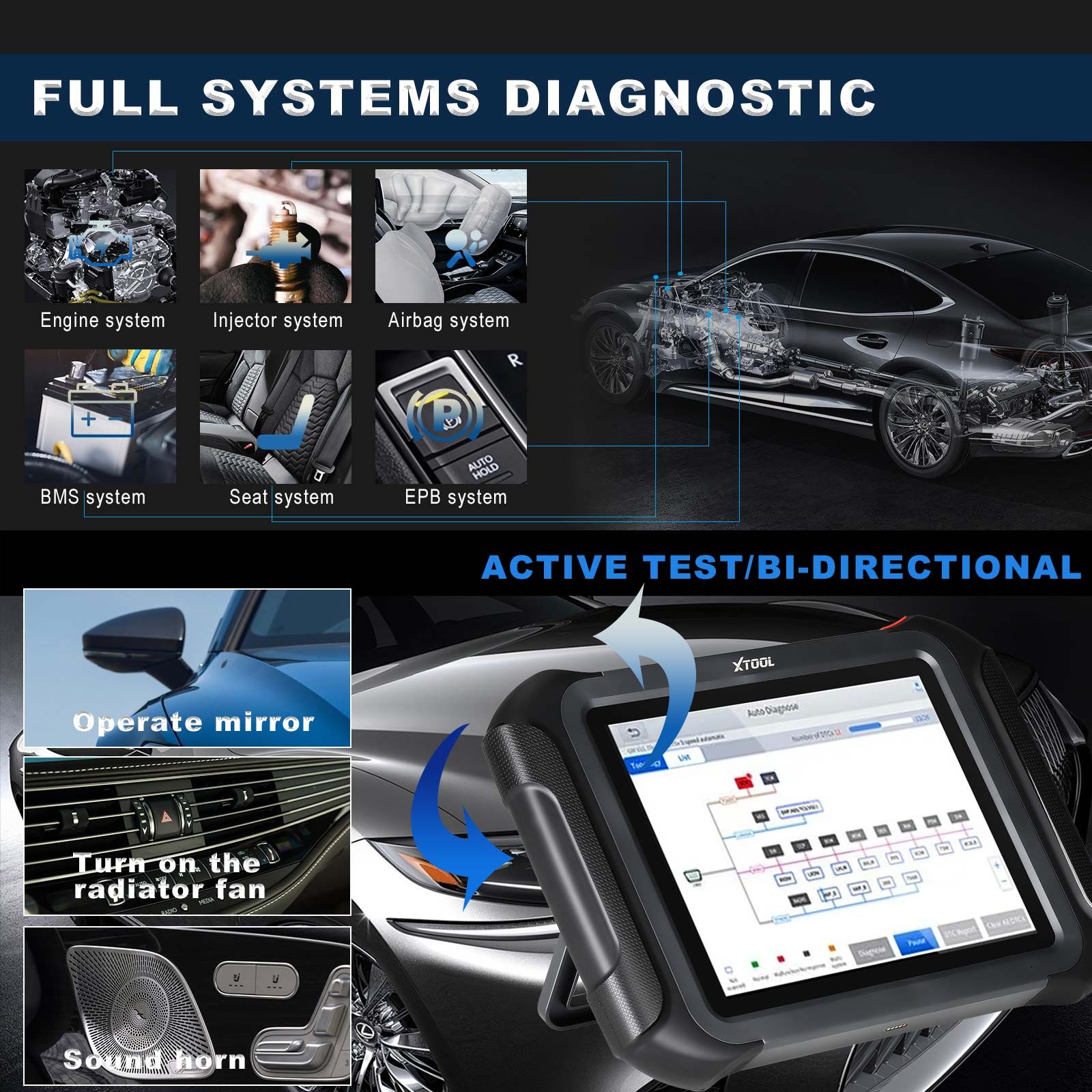 XTOOL D9HD Outil de diagnostic de camion et de voiture 12V à 24V 42+Fonctions spéciales Topologie Cartographie pour diesel/essence Remplacez PS90 PRO