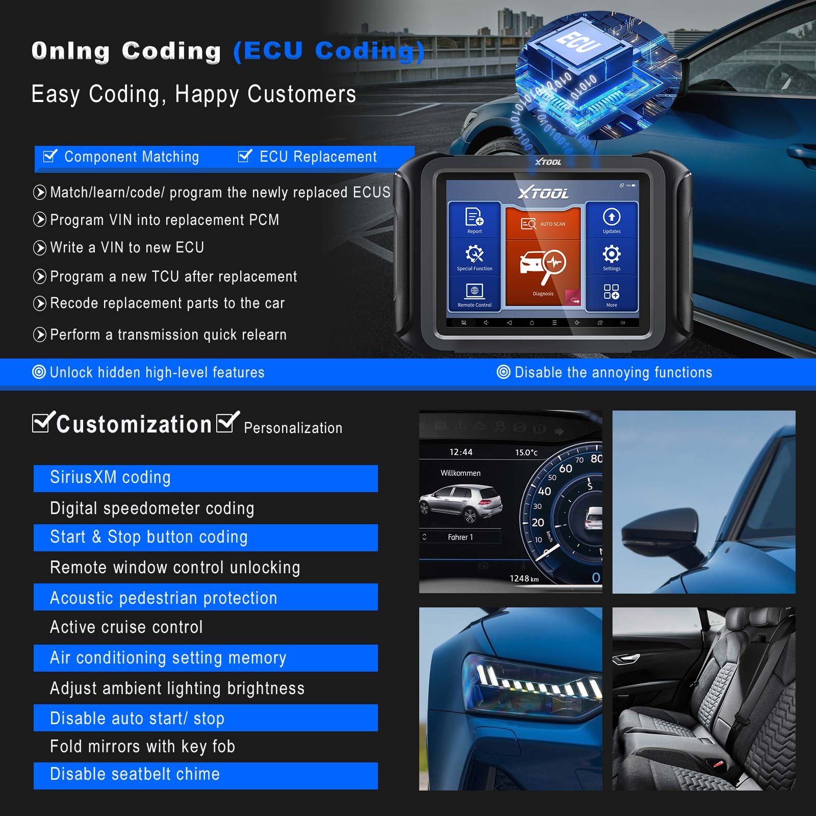 XTOOL D9HD Outil de diagnostic de camion et de voiture 12V à 24V 42+Fonctions spéciales Topologie Cartographie pour diesel/essence Remplacez PS90 PRO