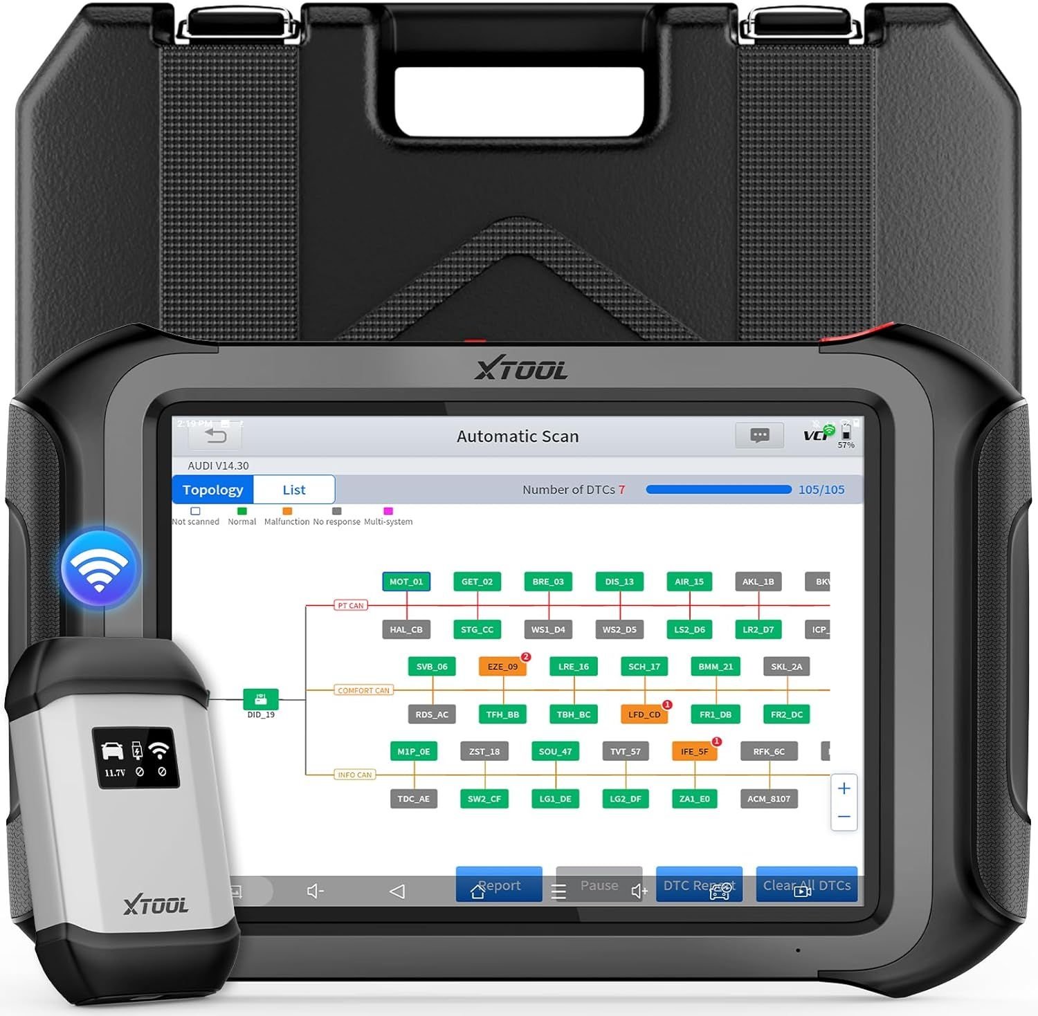 Scanner de diagnostic professionnel XTOOL D9 MAX avec cartographie de topologie J2534, codage ECU, FCA/DoIP/CAN FD, étalonnage ADAS, 45+ réapprentissages, mise à jour de 3 ans