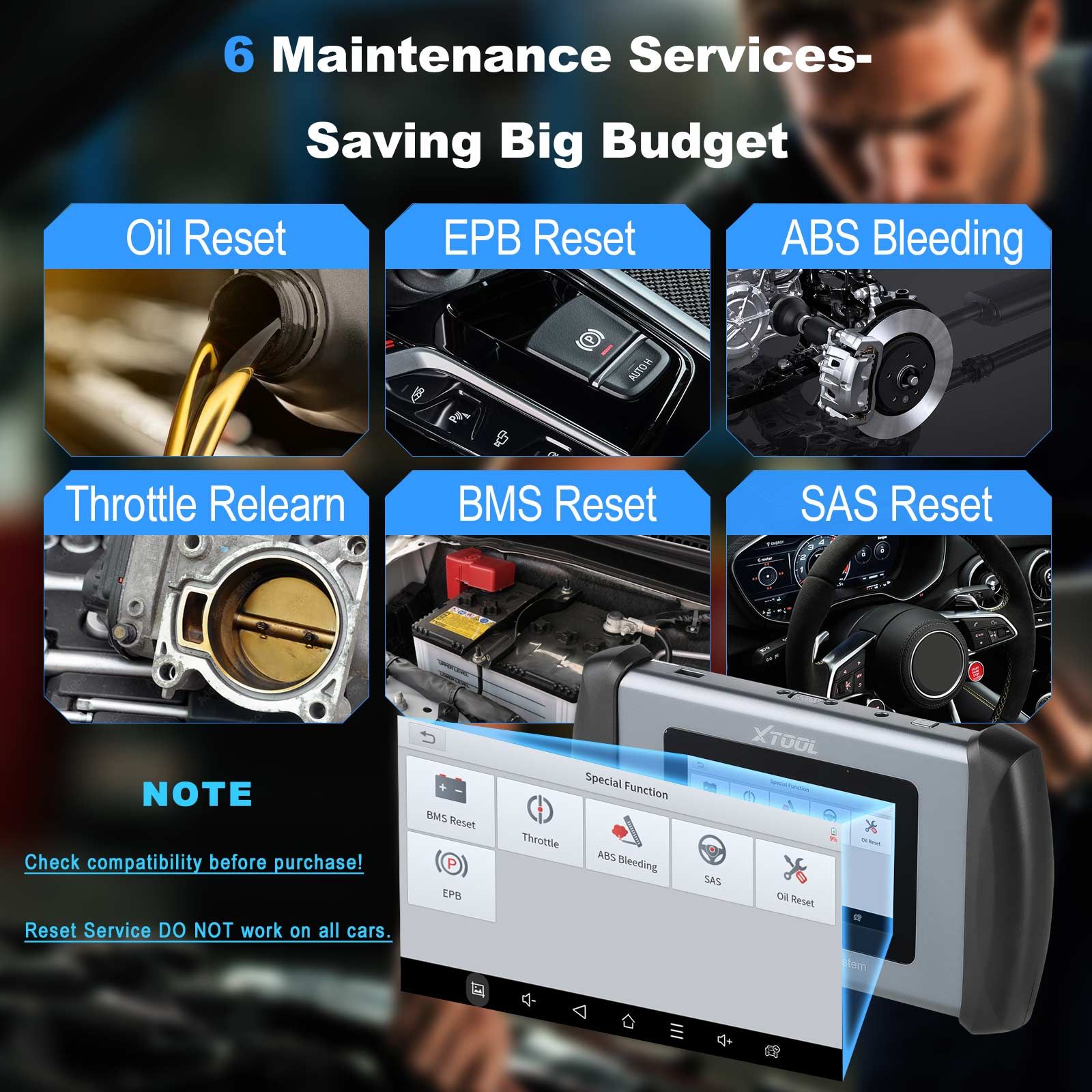 XTOOL InPlus IP508 OBD2 outil de diagnostic de scanner avec 6 services ABS saignement huile réinitialiser EPB SAS BMS gaz à gaz mises à jour gratuites