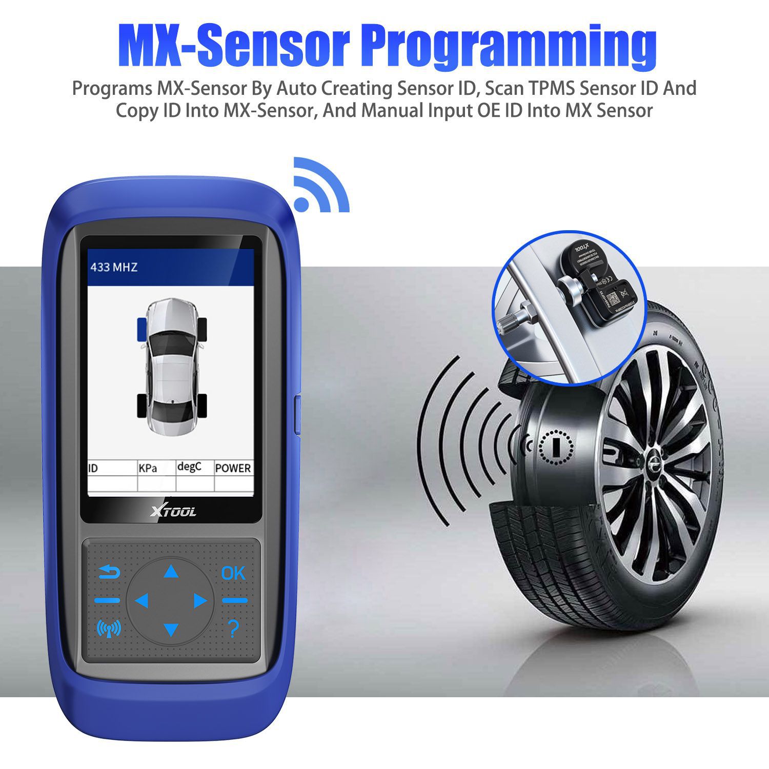 Xtool tp150 Tyre Pressure Monitoring System OBD2 TPMS scanner tool with 315 and 433 MHz Sensors