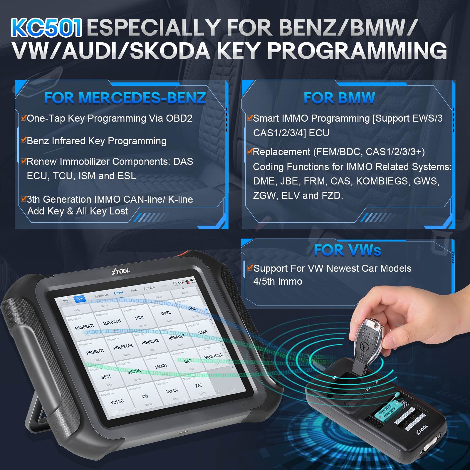 2025 XTOOL X100 MAX 2 Programmateur de clé automatique avec J2534 VCI et KC501 prend en charge 42 fonctions de service
