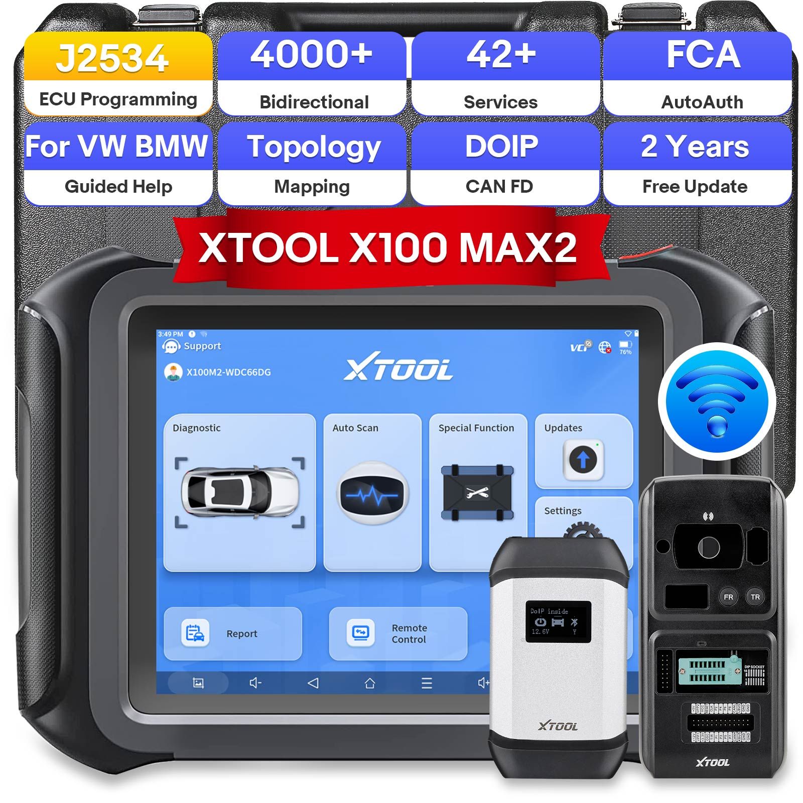 2025 XTOOL X100 MAX 2 Programmateur de clé automatique avec J2534 VCI et KC501 prend en charge 42 fonctions de service