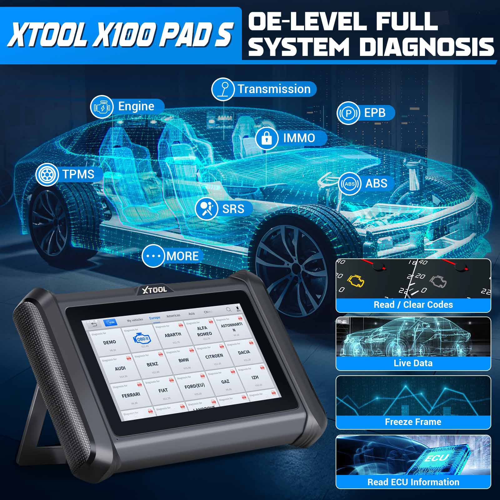 Xtool X100 Pads programmateur de clé, intégré can FD doip prend en charge 23 fonctions de service, remplacement X100 Pads 2 ans de mise à jour gratuite