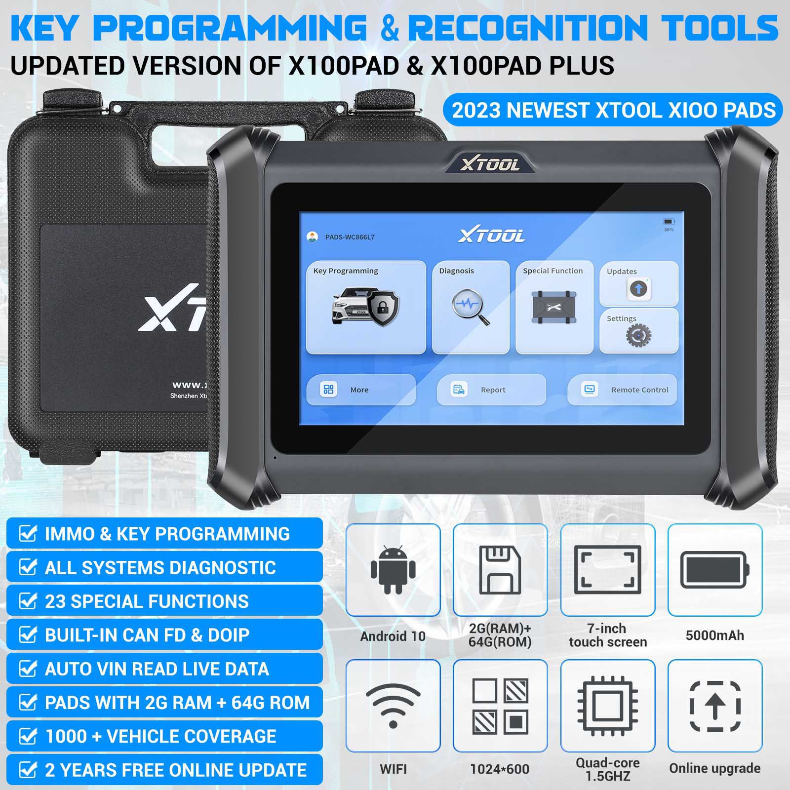 Xtool X100 Pads programmateur de clé, intégré can FD doip prend en charge 23 fonctions de service, remplacement X100 Pads 2 ans de mise à jour gratuite